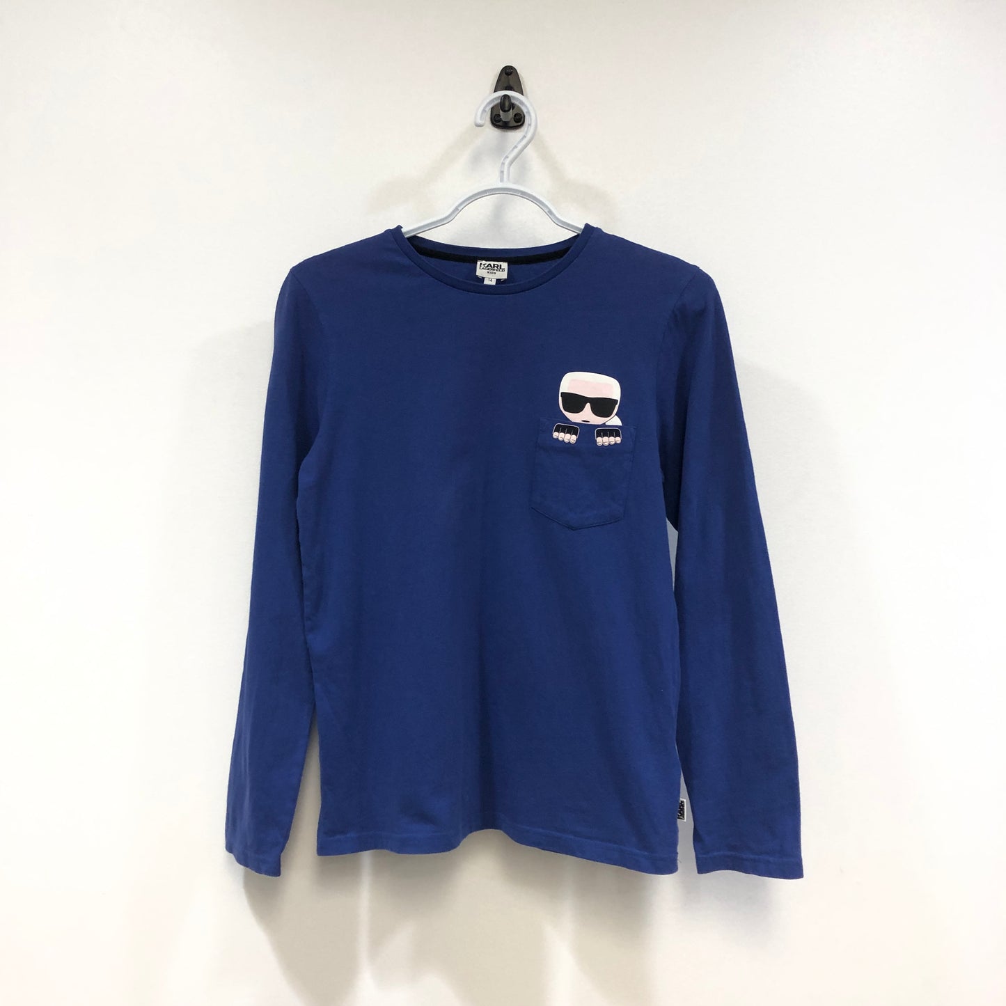 Karl Lagerfeld Kids Royal Blue Graphic Long Sleeve Tee Size 14Y (162cm)