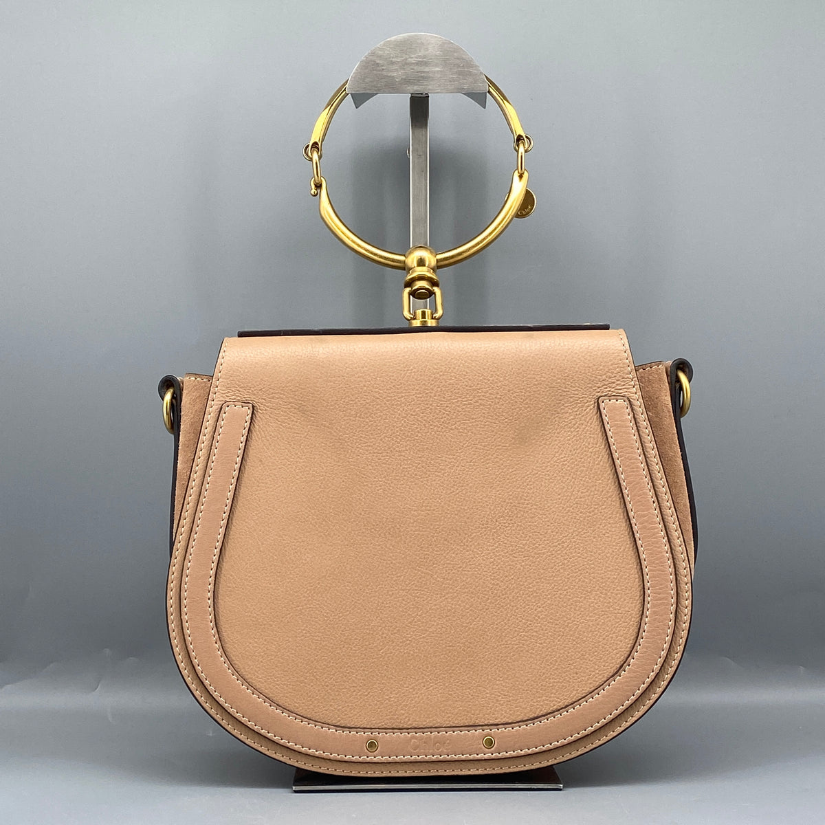 Chloe Nile Ring Crossbody Bag Nude Leather
