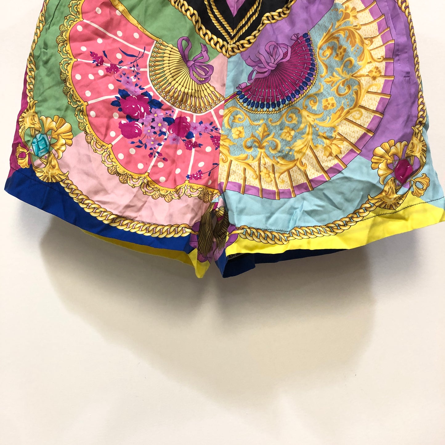Versace Multicolor Barocco Print Silk Shorts Size 46