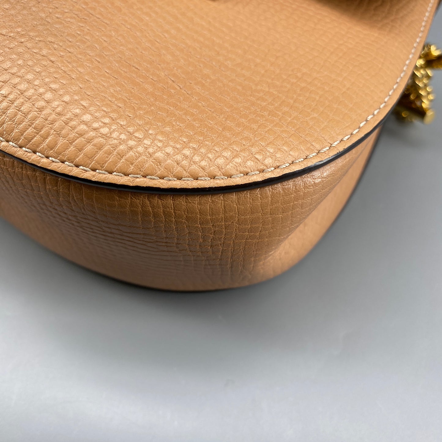 Chloe Yellow Nude Leather Drew Crossbody Saddle Bag