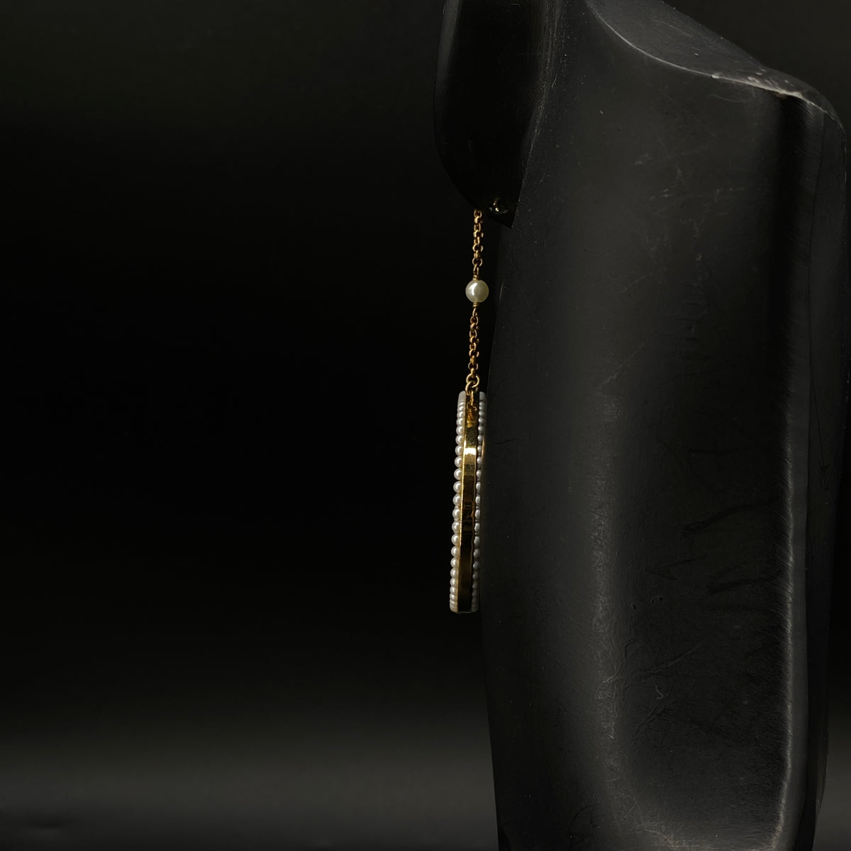 Christian Dior Pearl & Gold Tone CD Drop Earrings