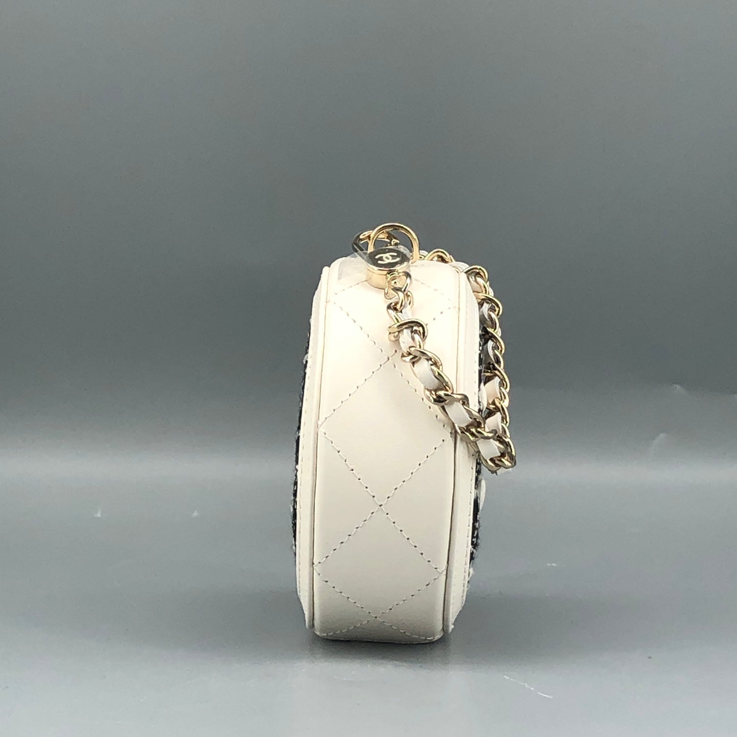 Chanel Tweed Round Mini Chain Coin Case Bag Charm