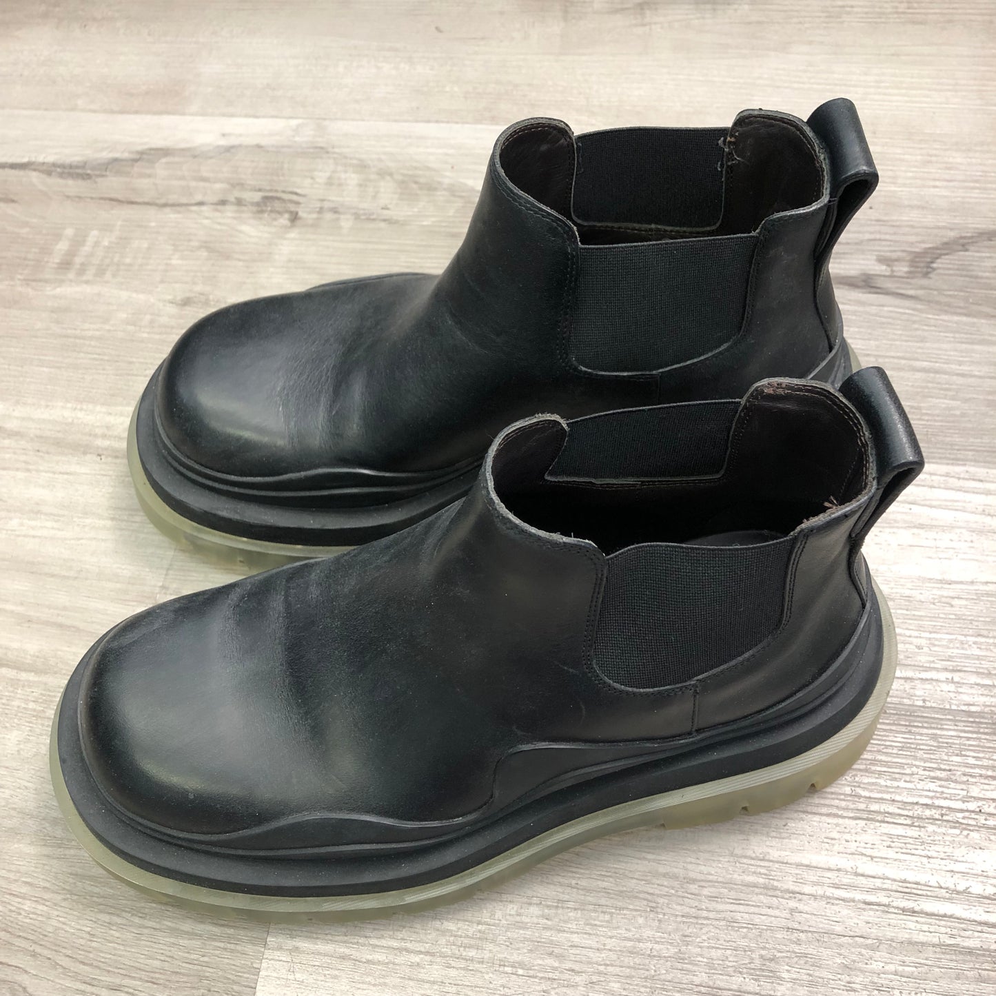 Bottega Veneta Black Leather Chelsea Boots Women's Shoes Size 36.5