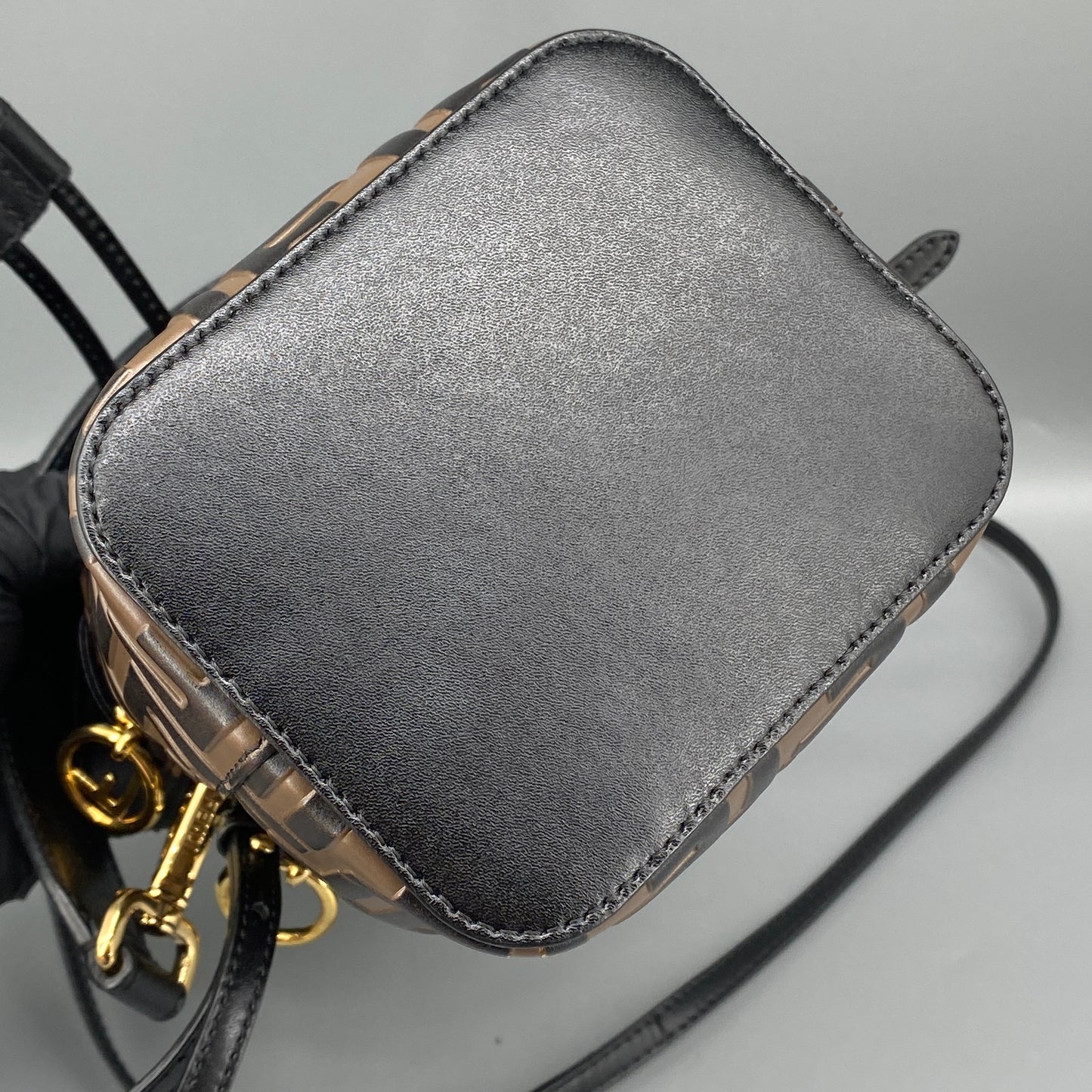 Fendi Brown FF Print Mini Drawstring Bucket Bag