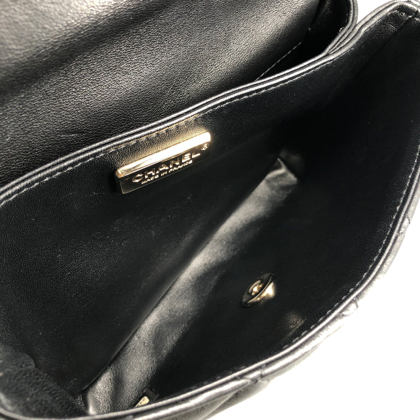 Chanel 17A Black Top Handle Flap Bag with Chain Strap