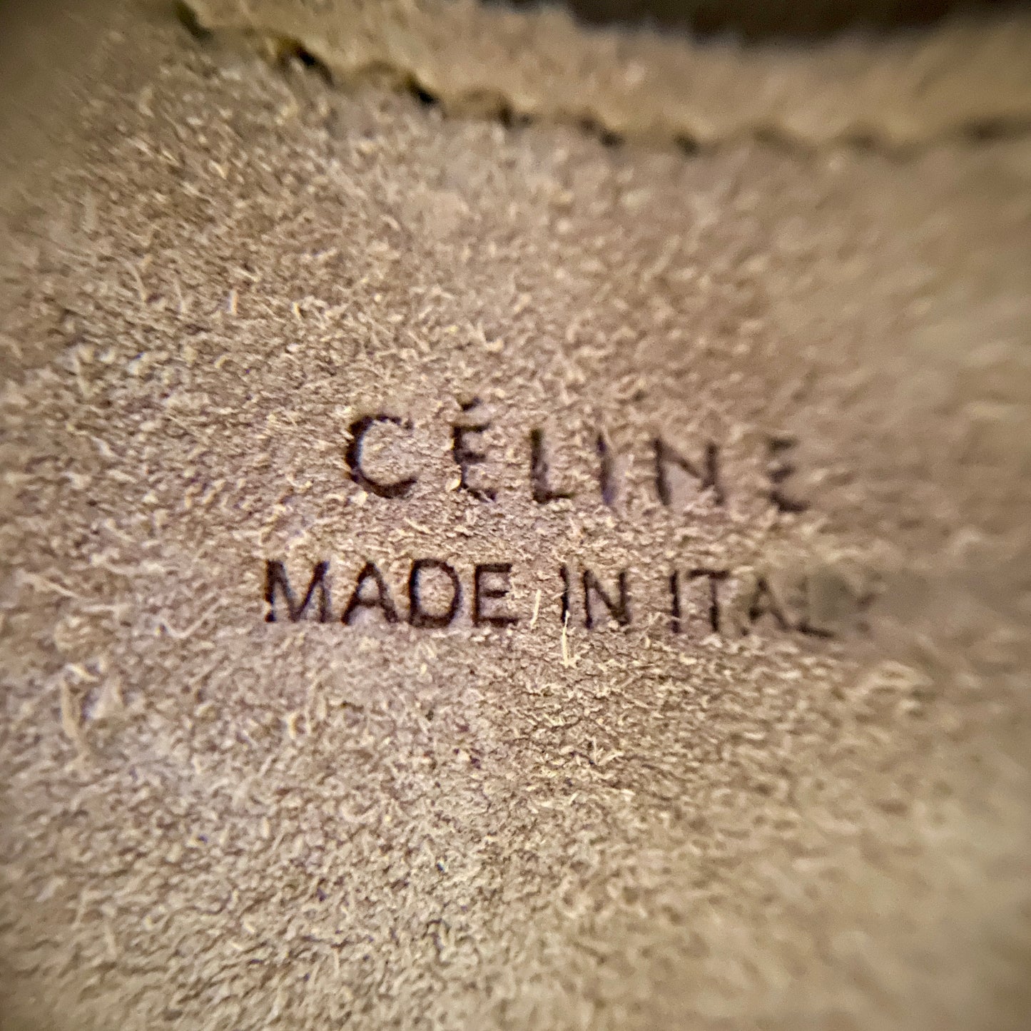 Celine Taupe Pebbled Leather Bucket Shoulder Bag