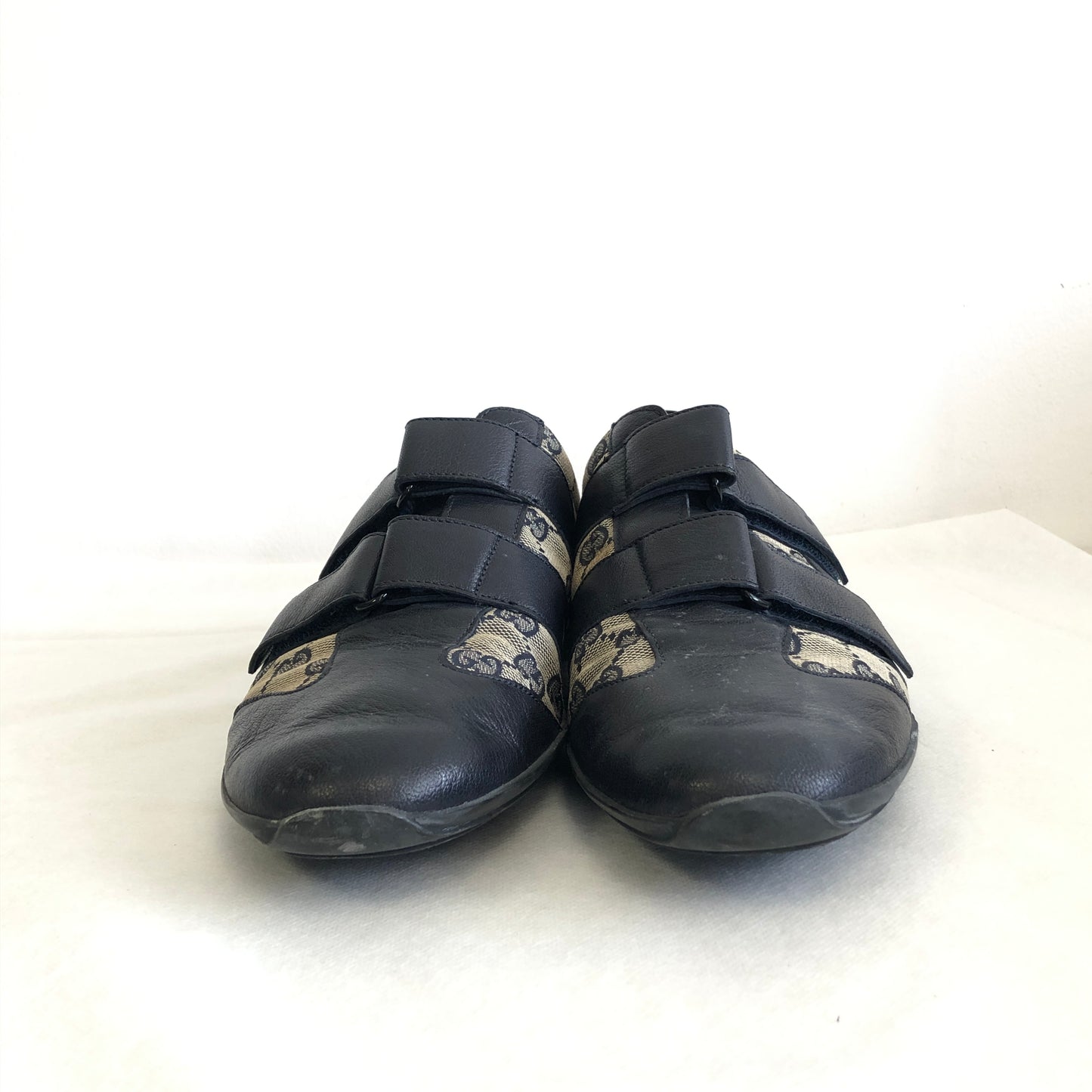 Gucci Black & Beige GG Jacquard Men's Strap Casual Shoes Size 43.5