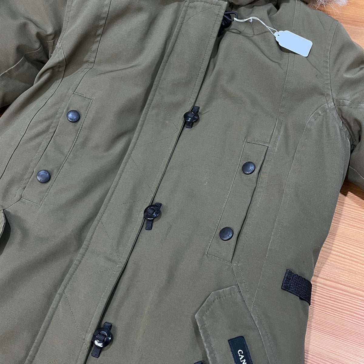 Canada Goose Olive Fur Trim Long Parka Size XS