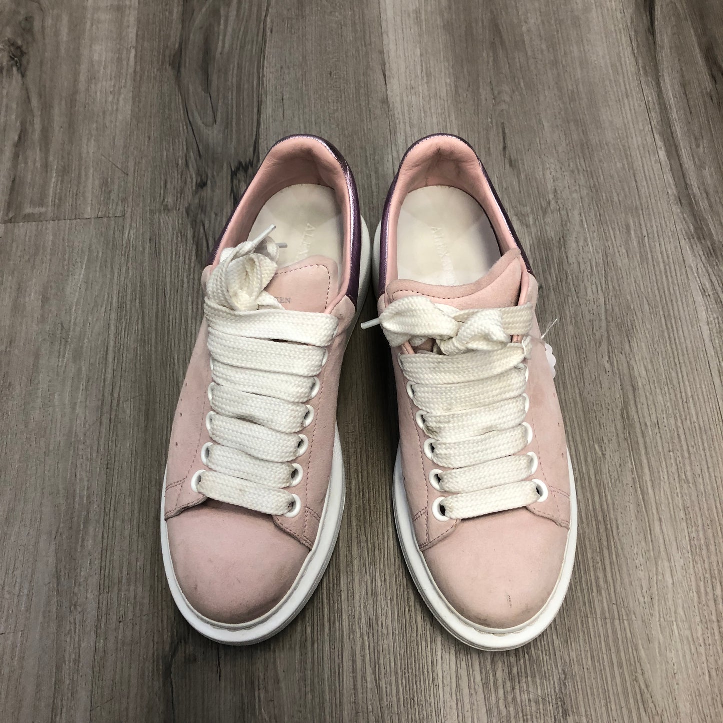Alexander McQueen Women's Oversized Platform Leather Sneaker Shoes 37 Pink White