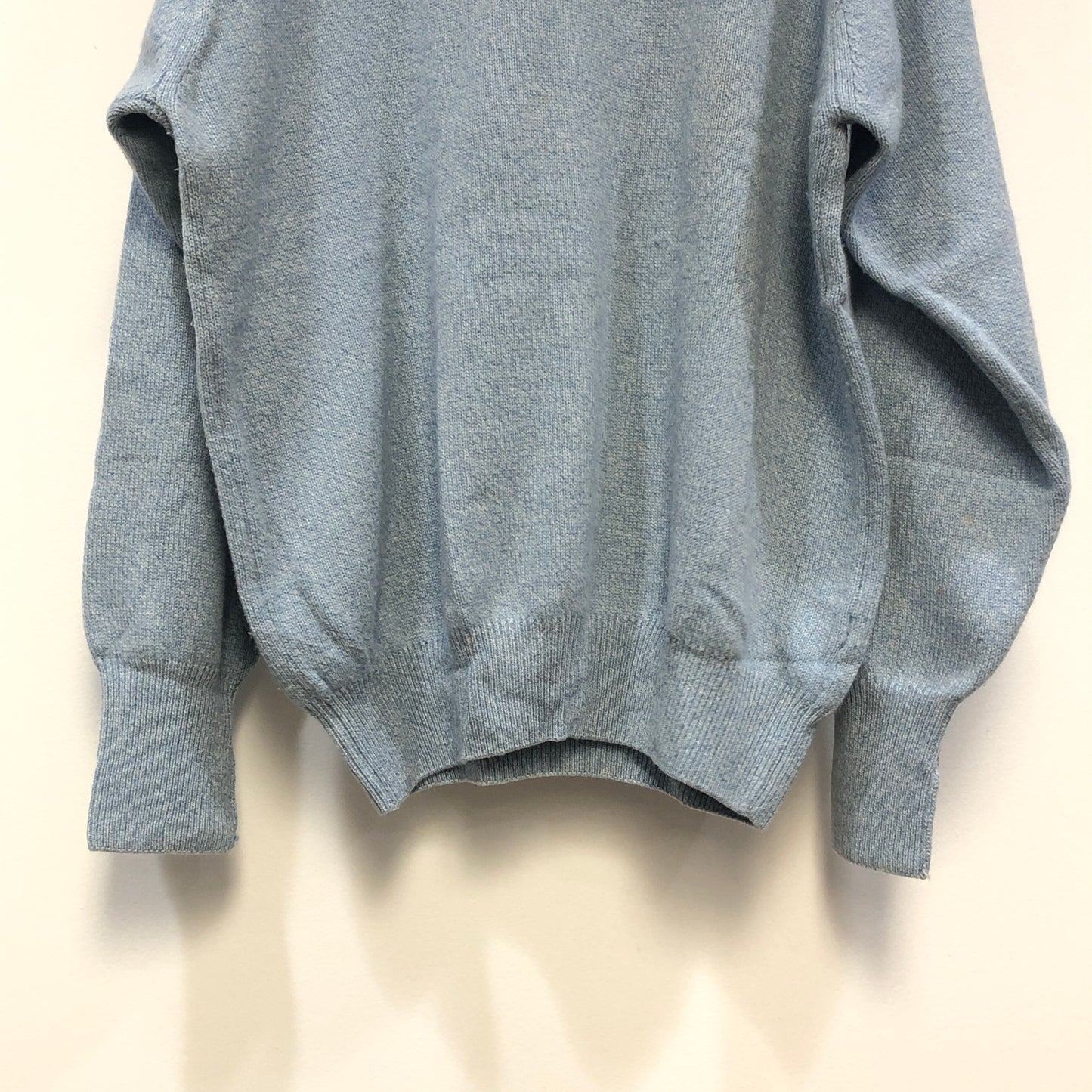 Lanvin Mist Blue Crew Neck Cashmere Knit Sweater Size 54
