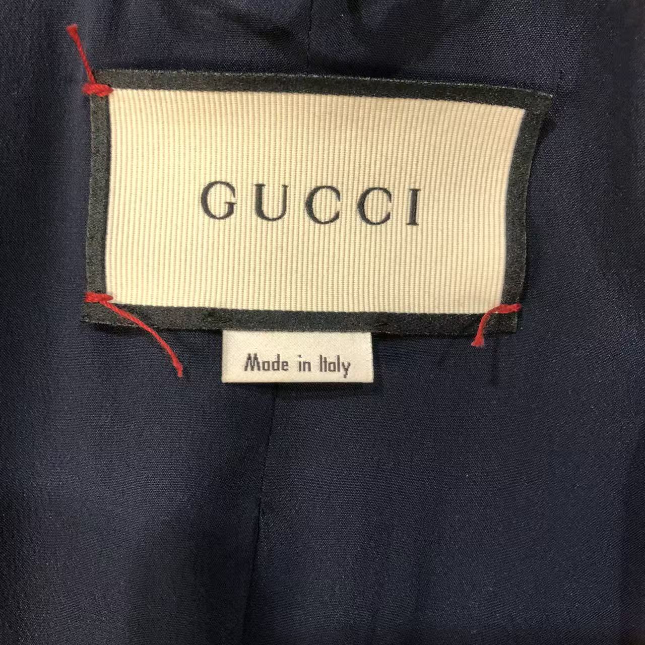 Gucci Sylvie Web Bow Detail Coat Navy Size 42