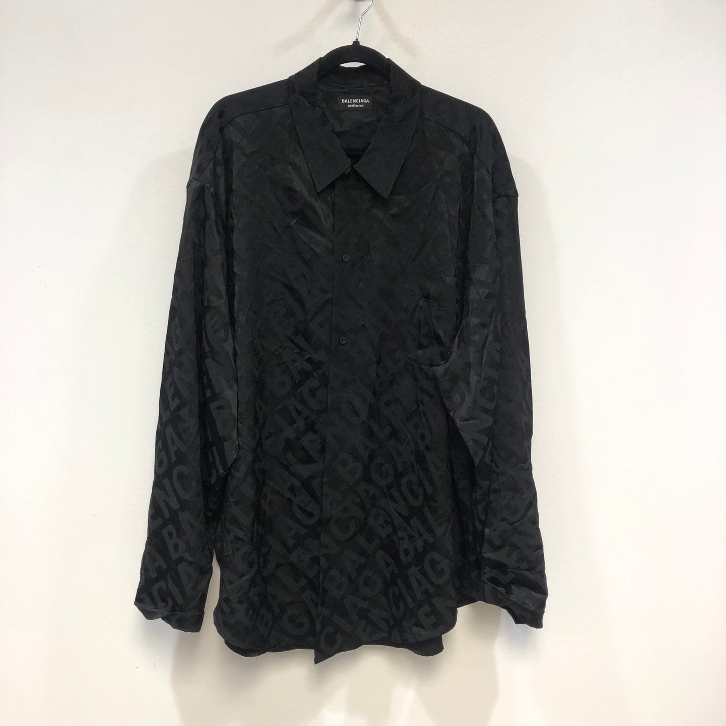 Balenciaga Logo Pattern Shirt Size 40 Black