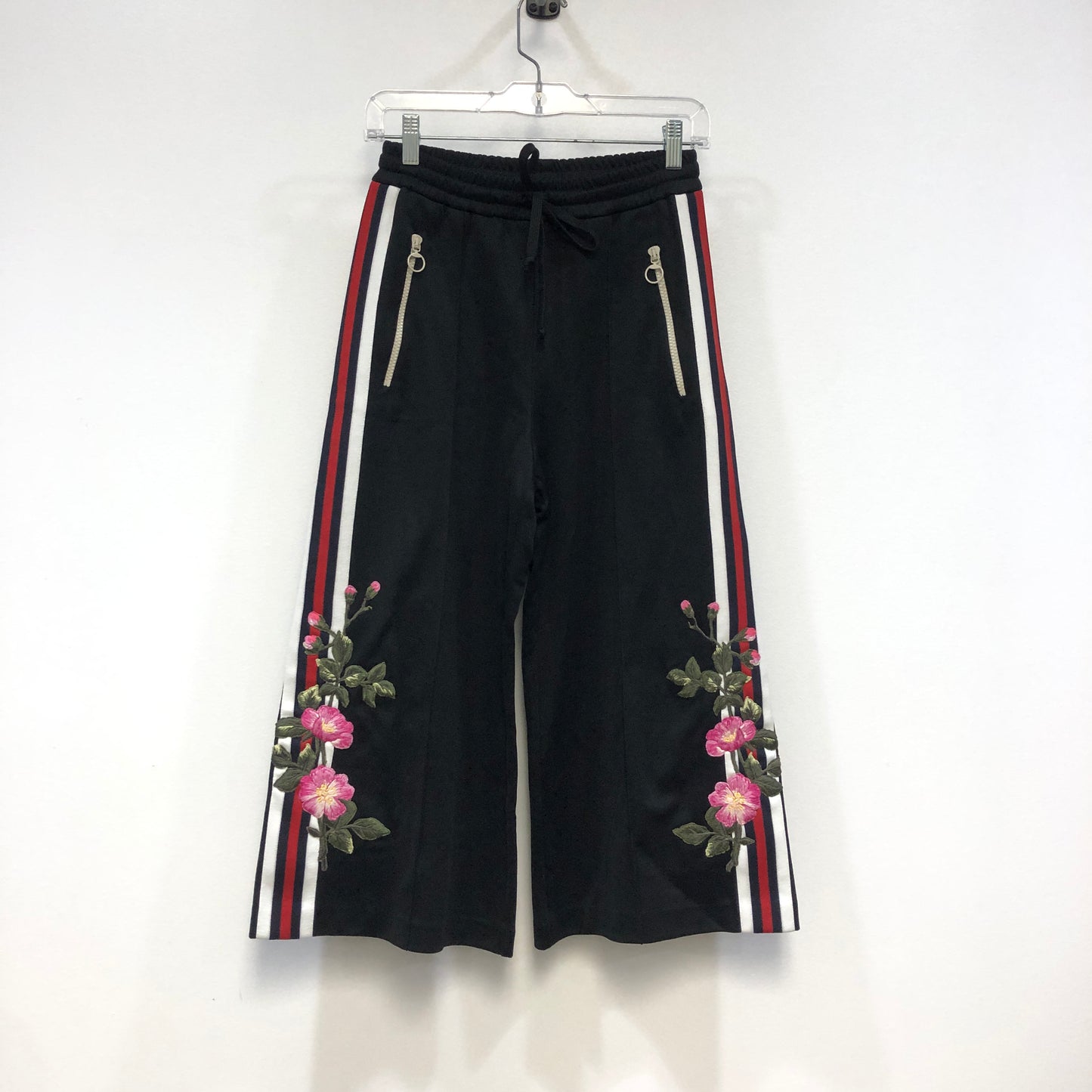 Gucci Floral Embroidered Web Stripe Cropped Track Pants Size XS