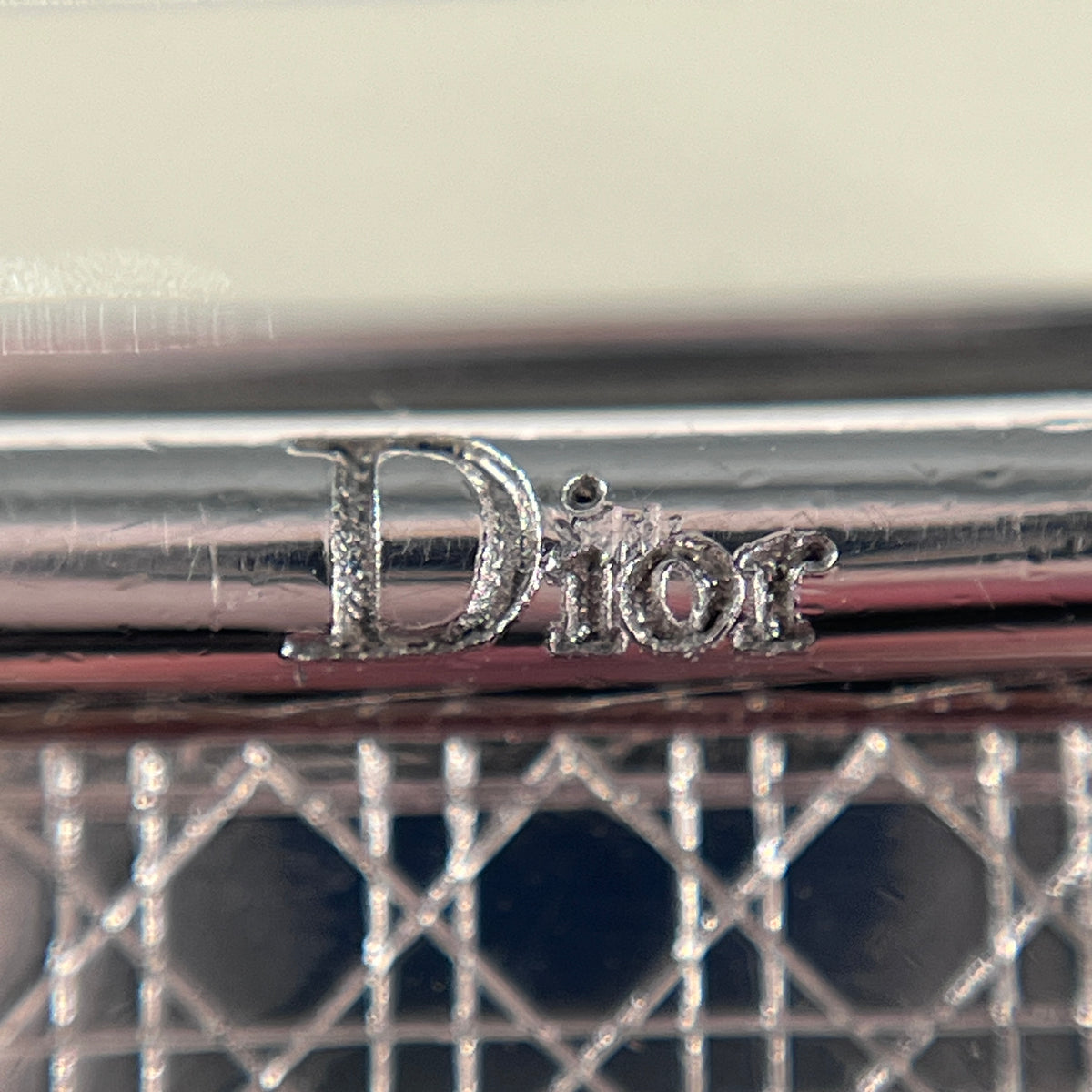 Christian Dior White Grained Calfskin Diorama Clutch Chain Bag