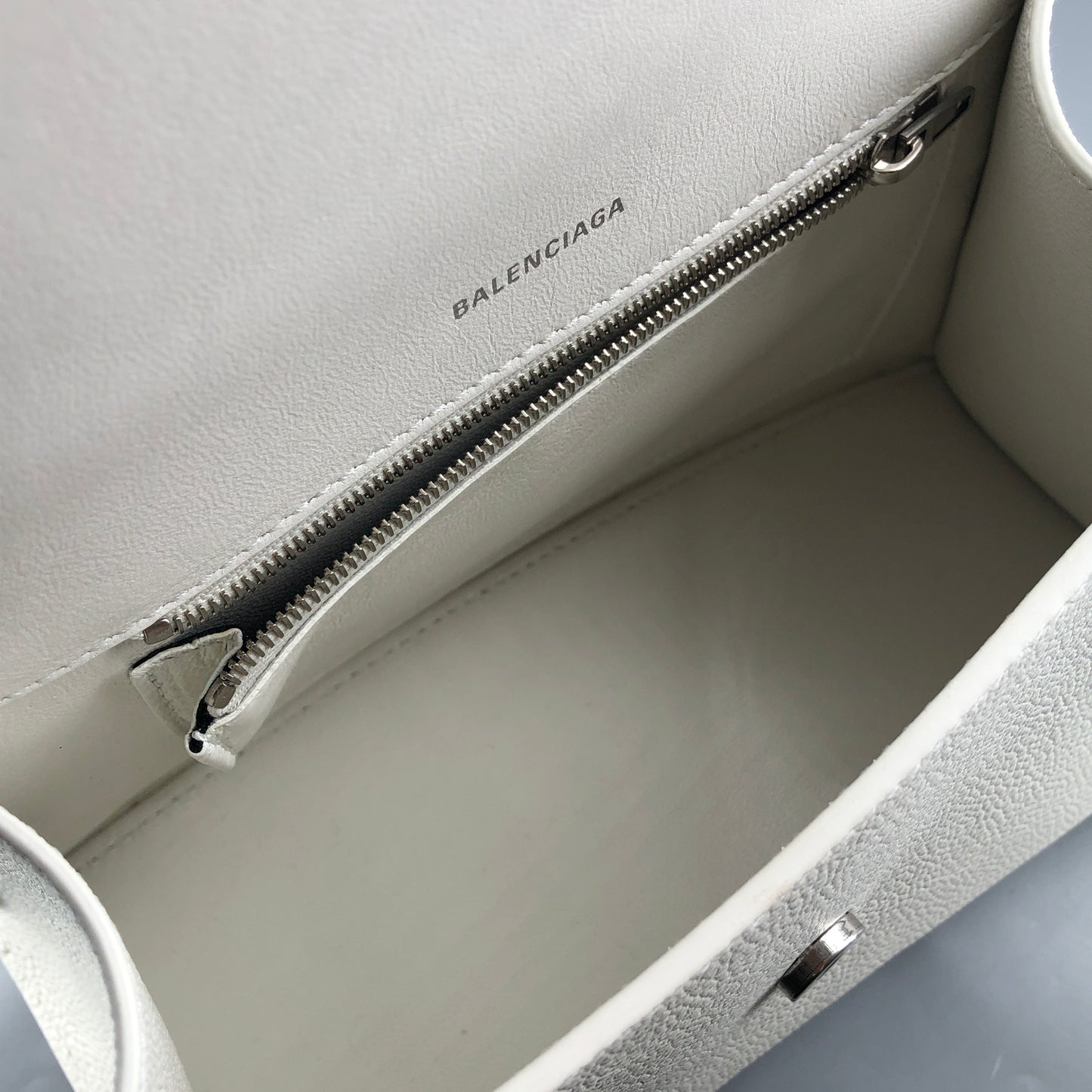 Balenciaga Hourglass Small Top Handle Bag White Smooth Calfskin