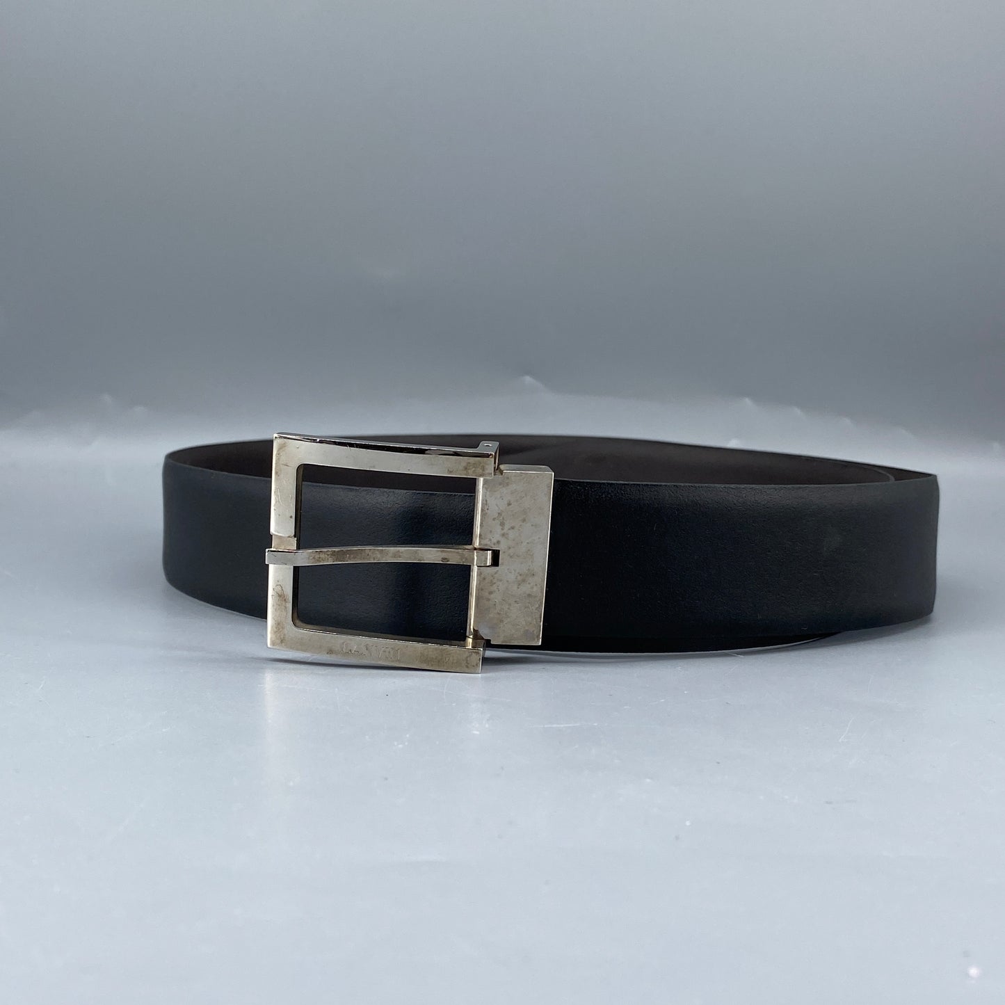 Lanvin Black Leather Square Pin Buckle Belt 100cm