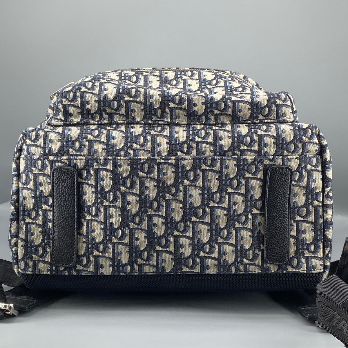Christian Dior Navy Grey Oblique Jacquard Backpack Bag
