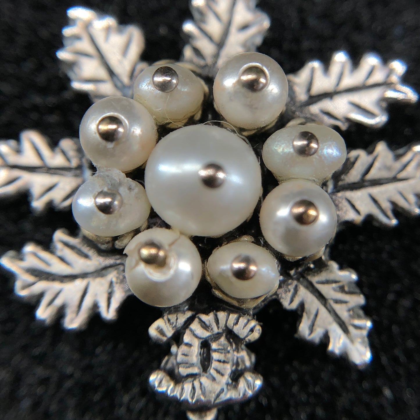 Chanel 2015 Silver-Tone Pearl Snowflake Earrings