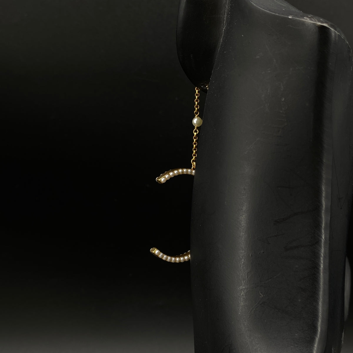 Christian Dior Pearl & Gold Tone CD Drop Earrings