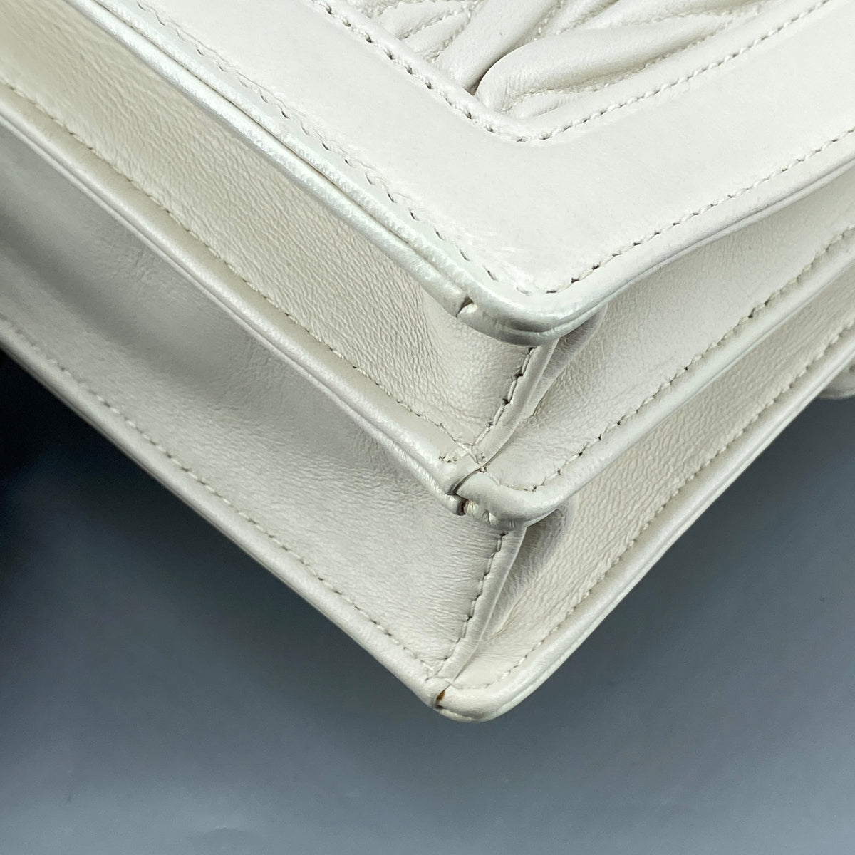 Miu Miu Confidential Matelassé  Crossbody Bag White Leather