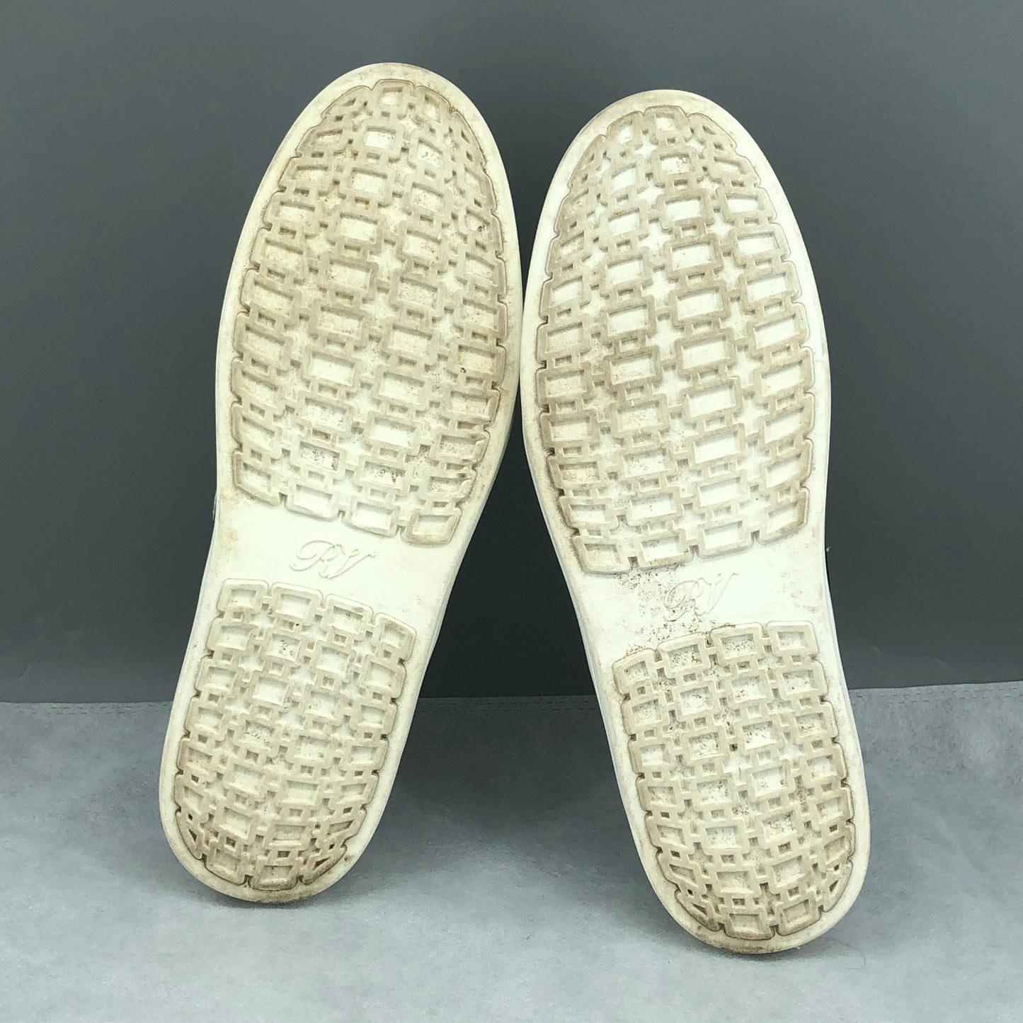 Roger Vivier White Calfskin Crystal Square Buckle Platform Slip-On Sneakers 37