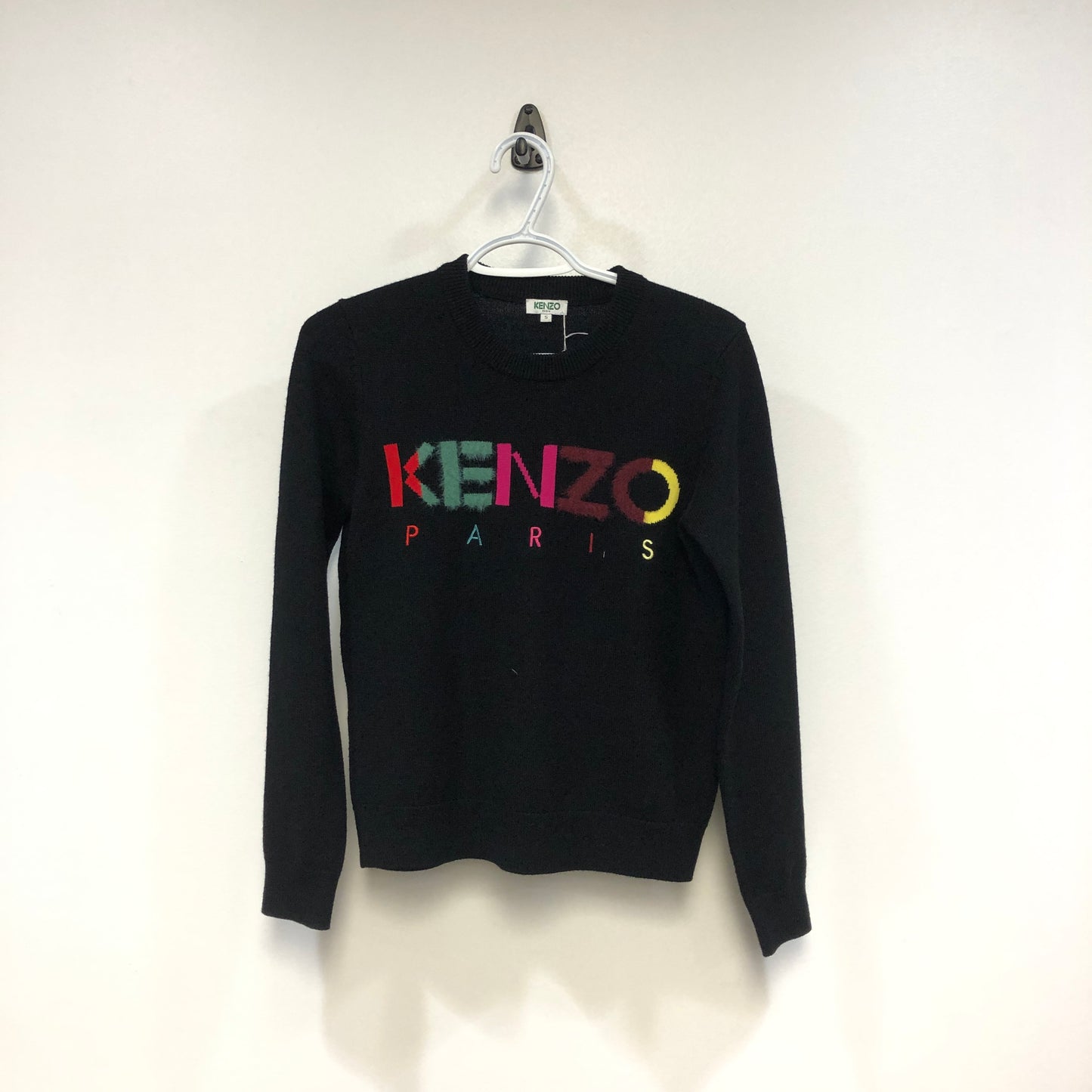Kenzo Black Multicolor Logo Print Crew Neck Sweater S