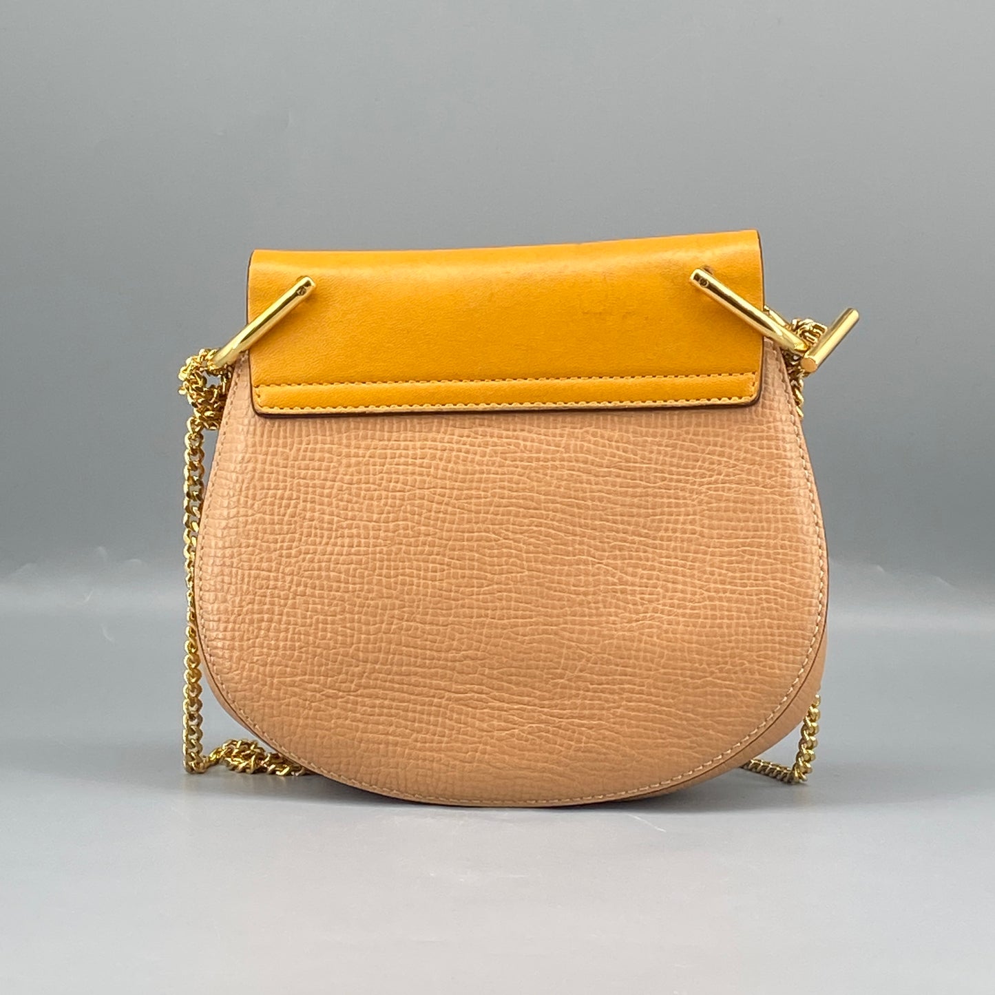 Chloe Yellow Nude Leather Drew Crossbody Saddle Bag