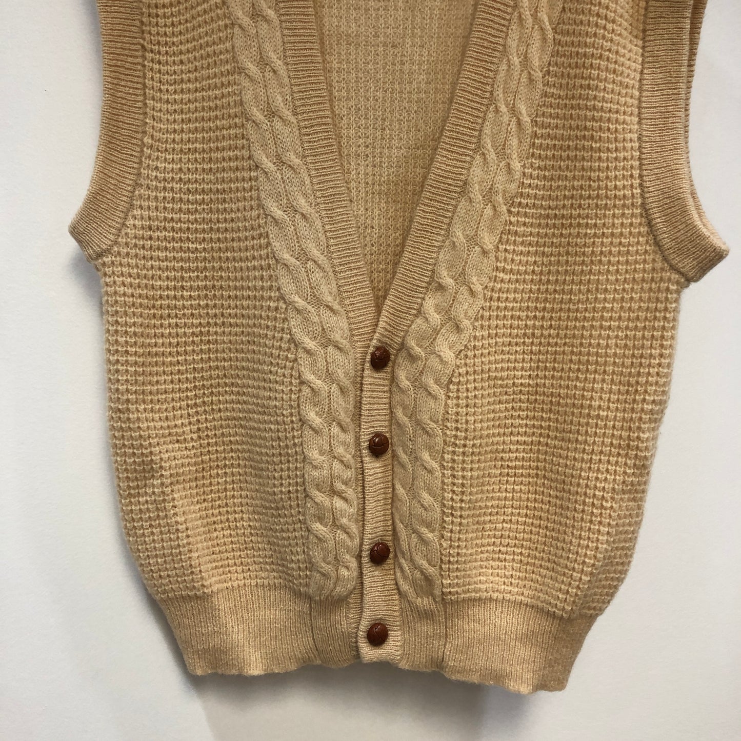 Christian Dior Skin Color Cable Knit Button Vest Size XL