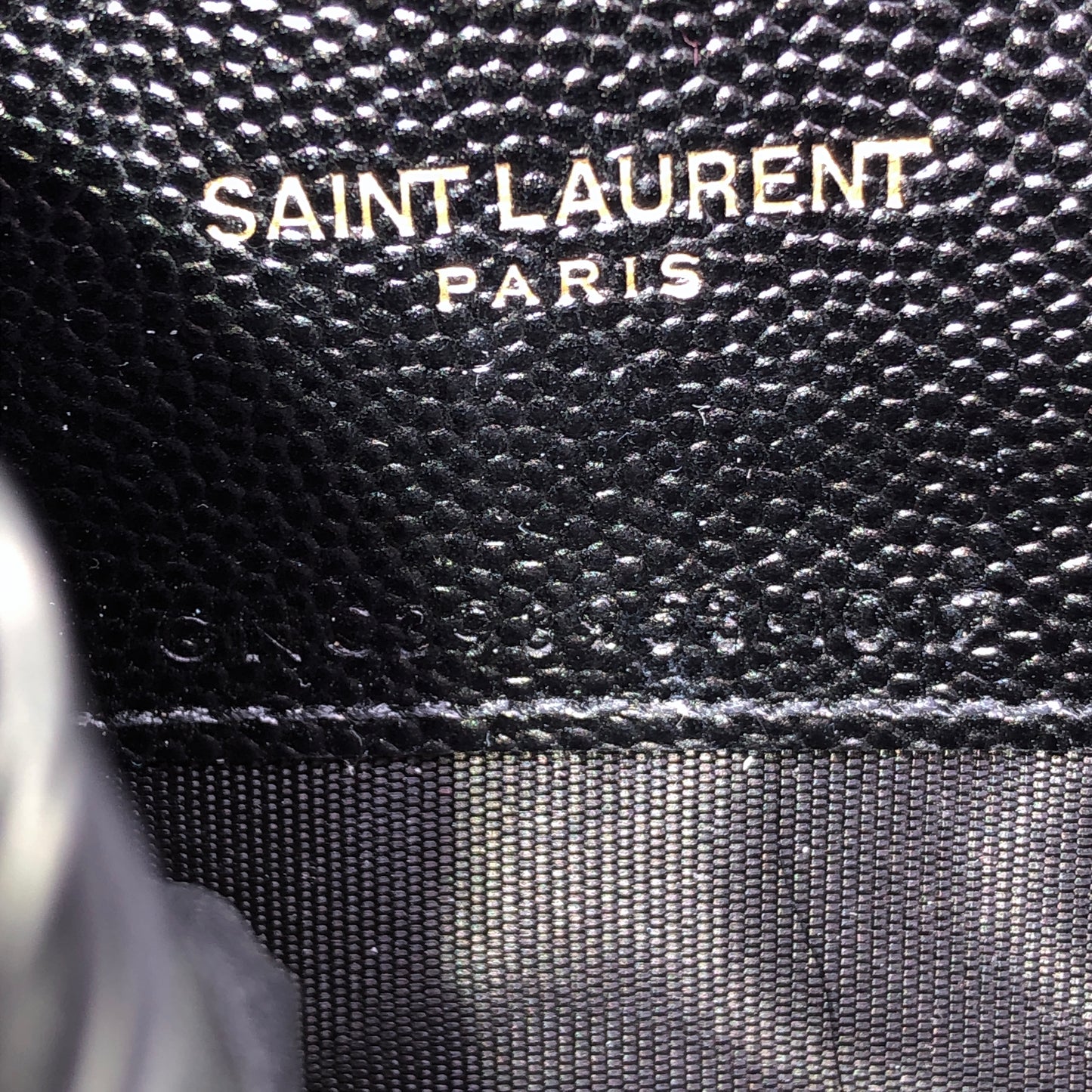 Saint Laurent Envelope Chevron Grain Leather Chain Shoulder Bag Black
