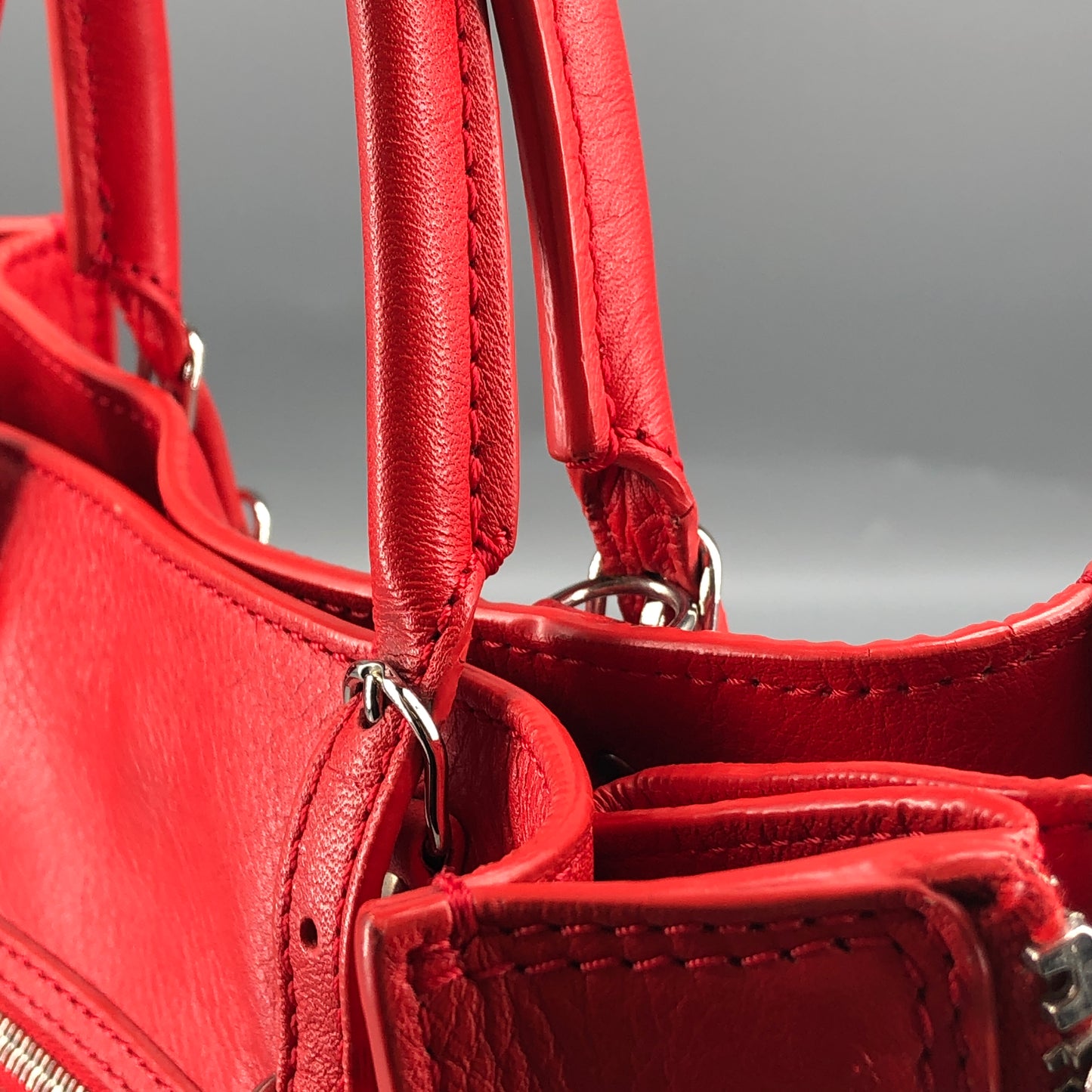 Balenciaga Mini City Lambskin Leather Handbag Red