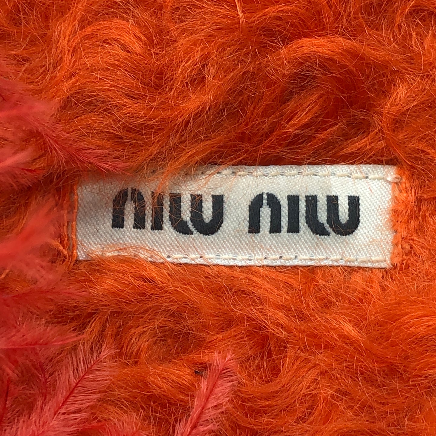 Miu Miu Orange Fur Feather Crystal Slide Sandals Size 37.5