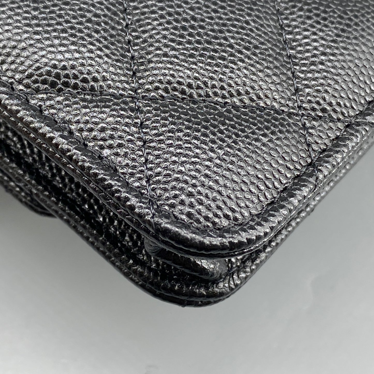 Chanel Quilted Caviar Mini Chain Wallet Bag Black