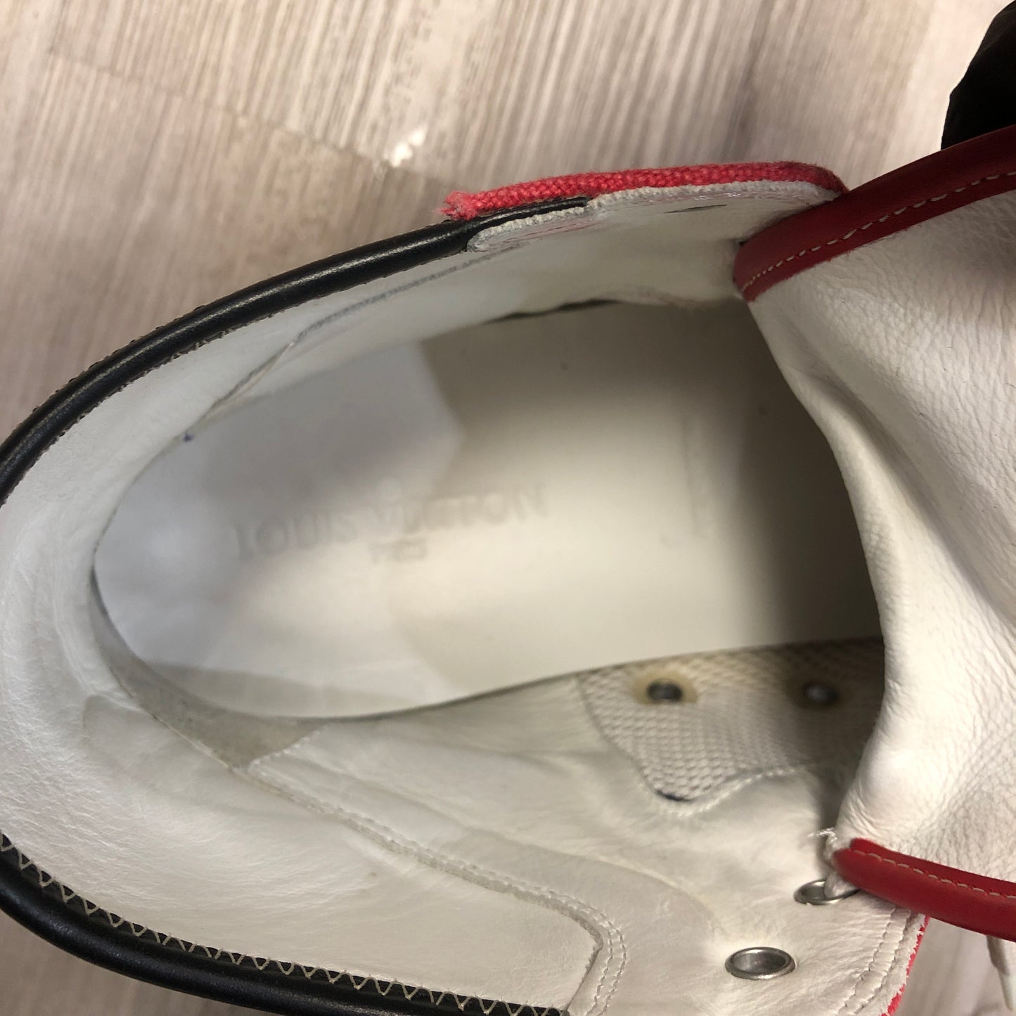 Louis Vuitton Men's Red & White High-Top Sneakers Size 9.5