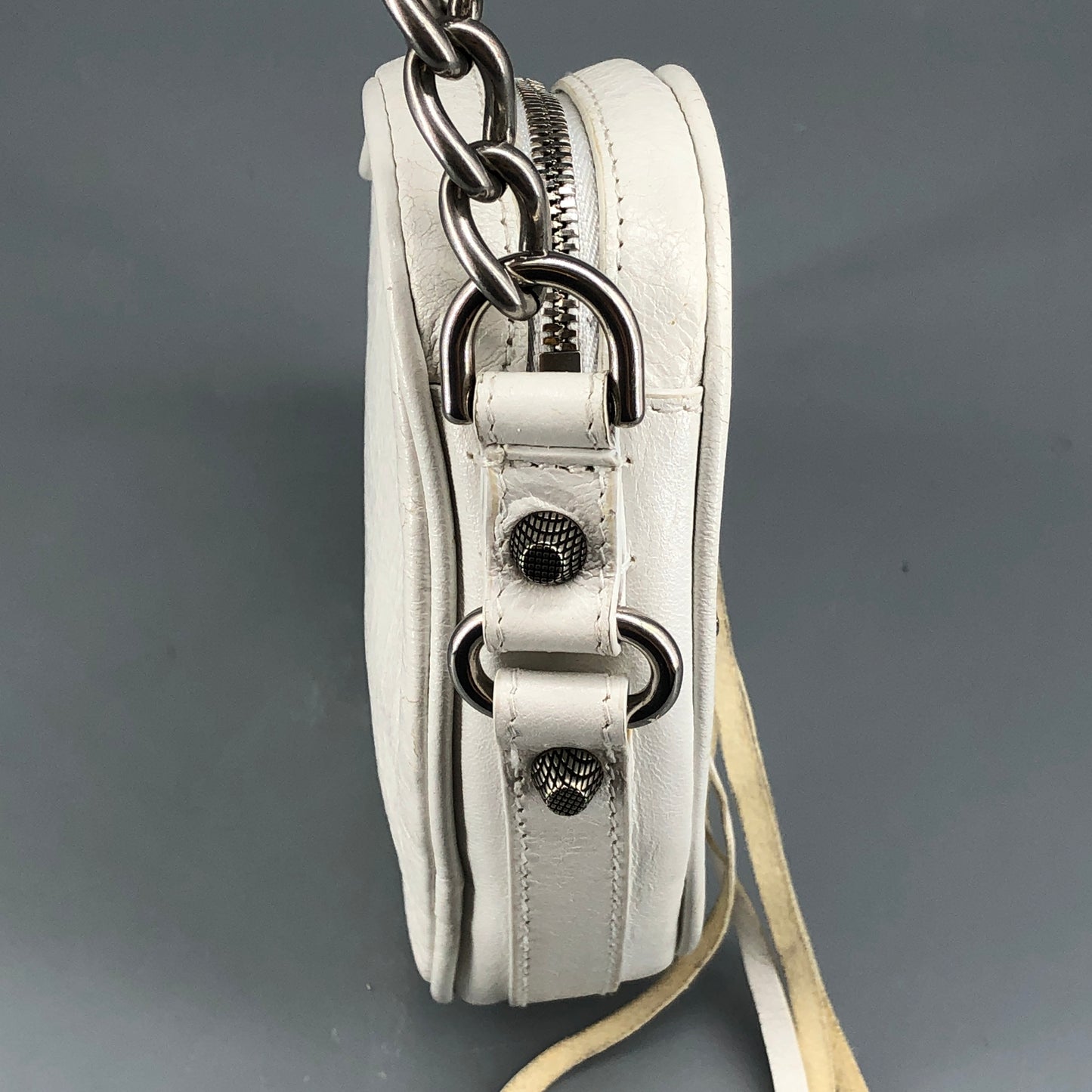 Balenciaga White Heart‑Shape Chain Crossbody Bag
