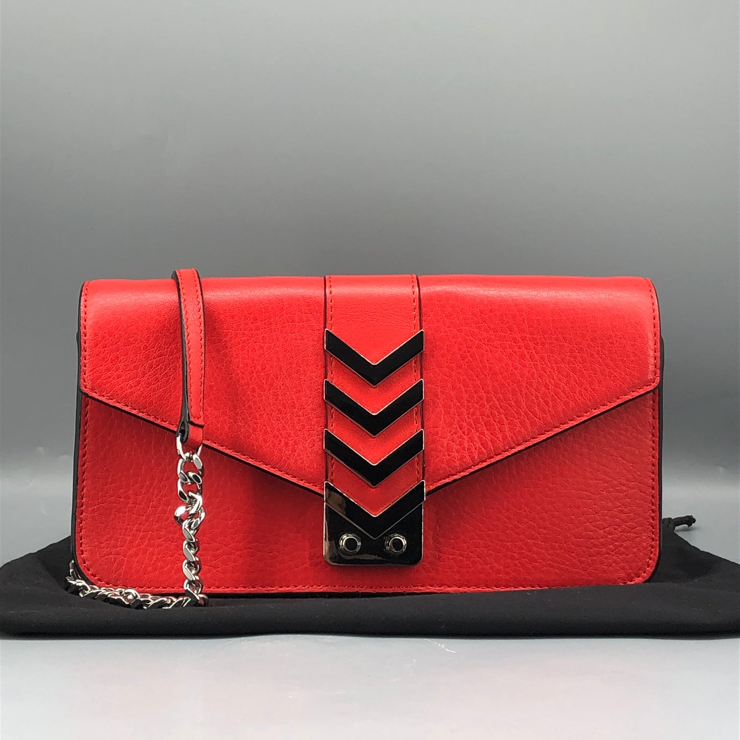 Mackage Red Leather Chevron Metal Logo Flap Crossbody Bag