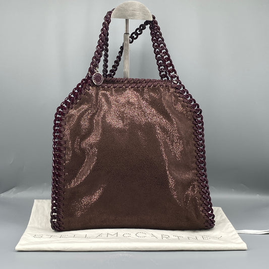 Stella McCartney Dark Brown Plum Woven‑Trim Chain Tote Bag