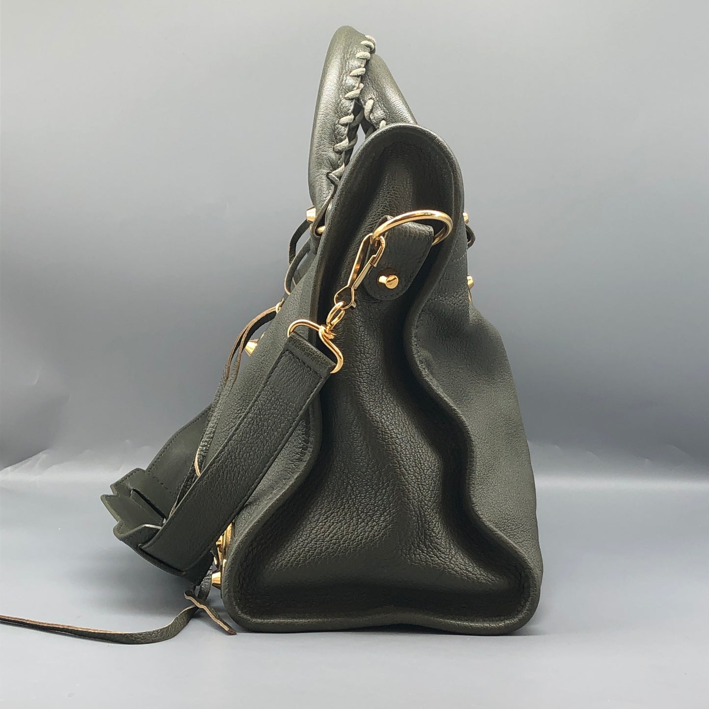 Balenciaga Classic Metallic Edge City Bag Olive Leather Handbag