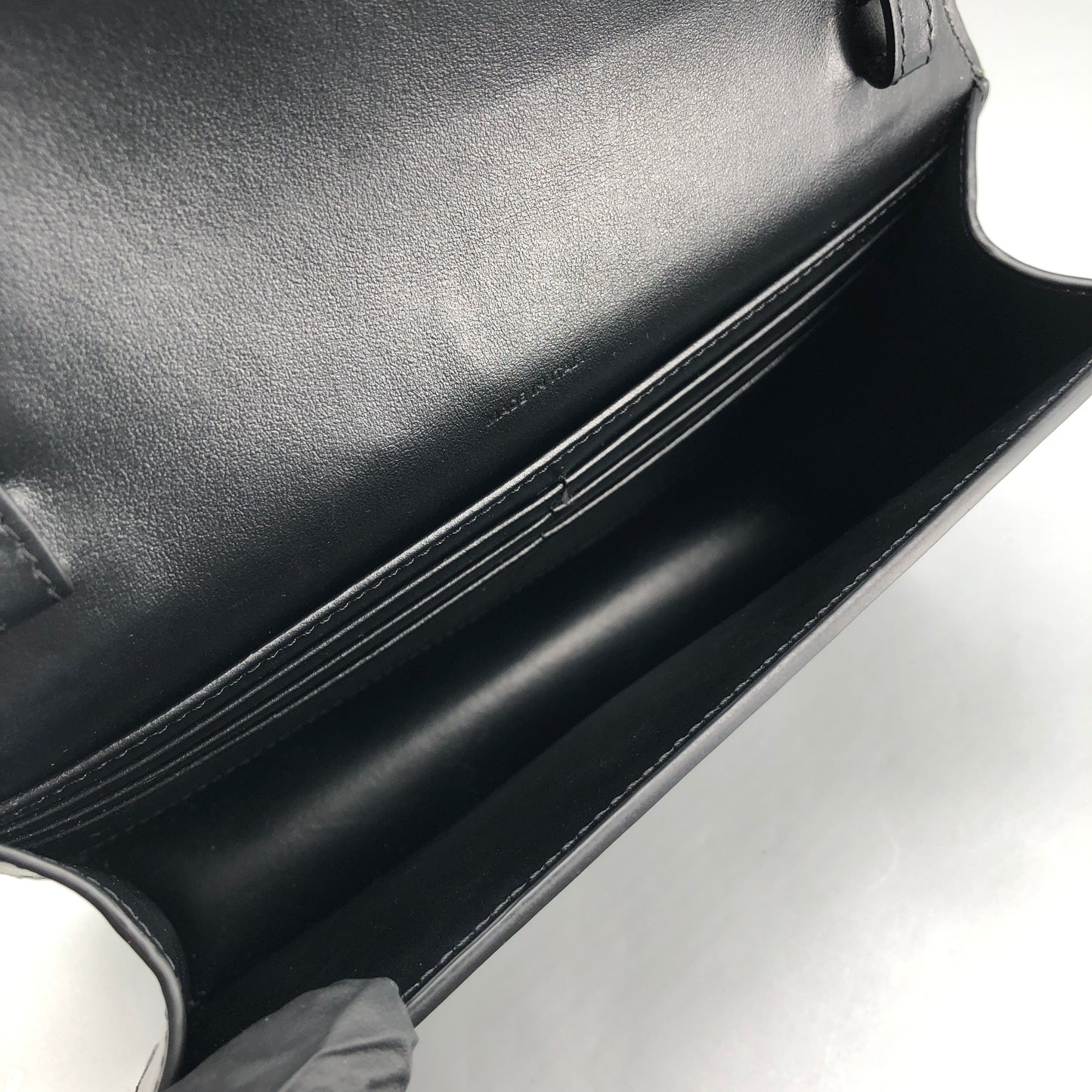 Celine Triomphe Leather WOC Wallet On Chain Crossbody Bag  Black