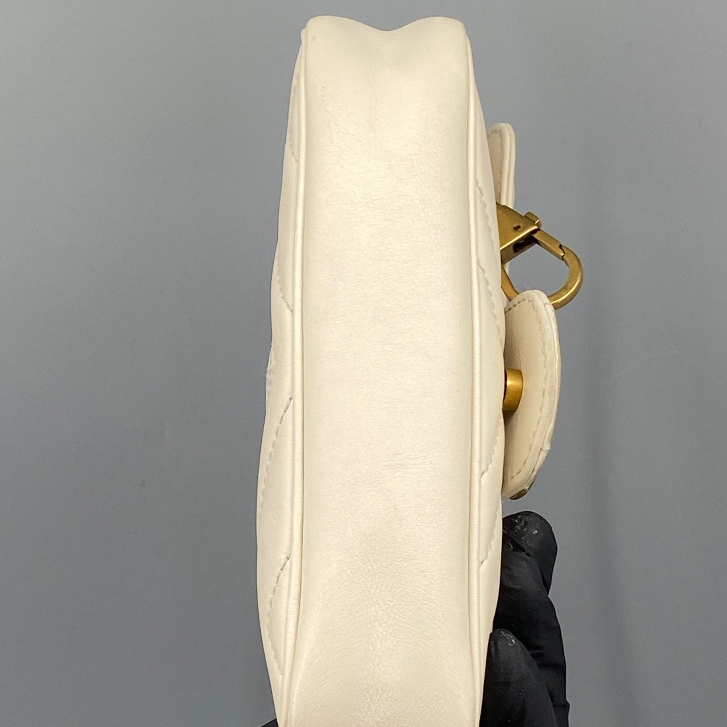Gucci Cream Leather GG Marmont Mini Shoulder Bag