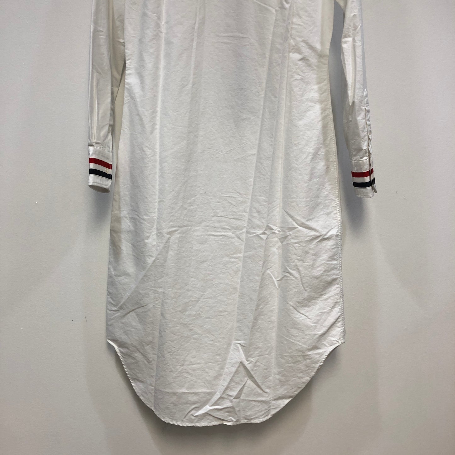 Thom Browne White Cotton Striped Cuff Shirt Dress 42