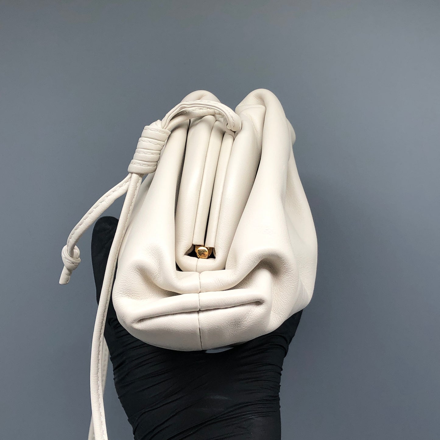 Bottega Veneta Medium Pouch Clutch Bag Cream