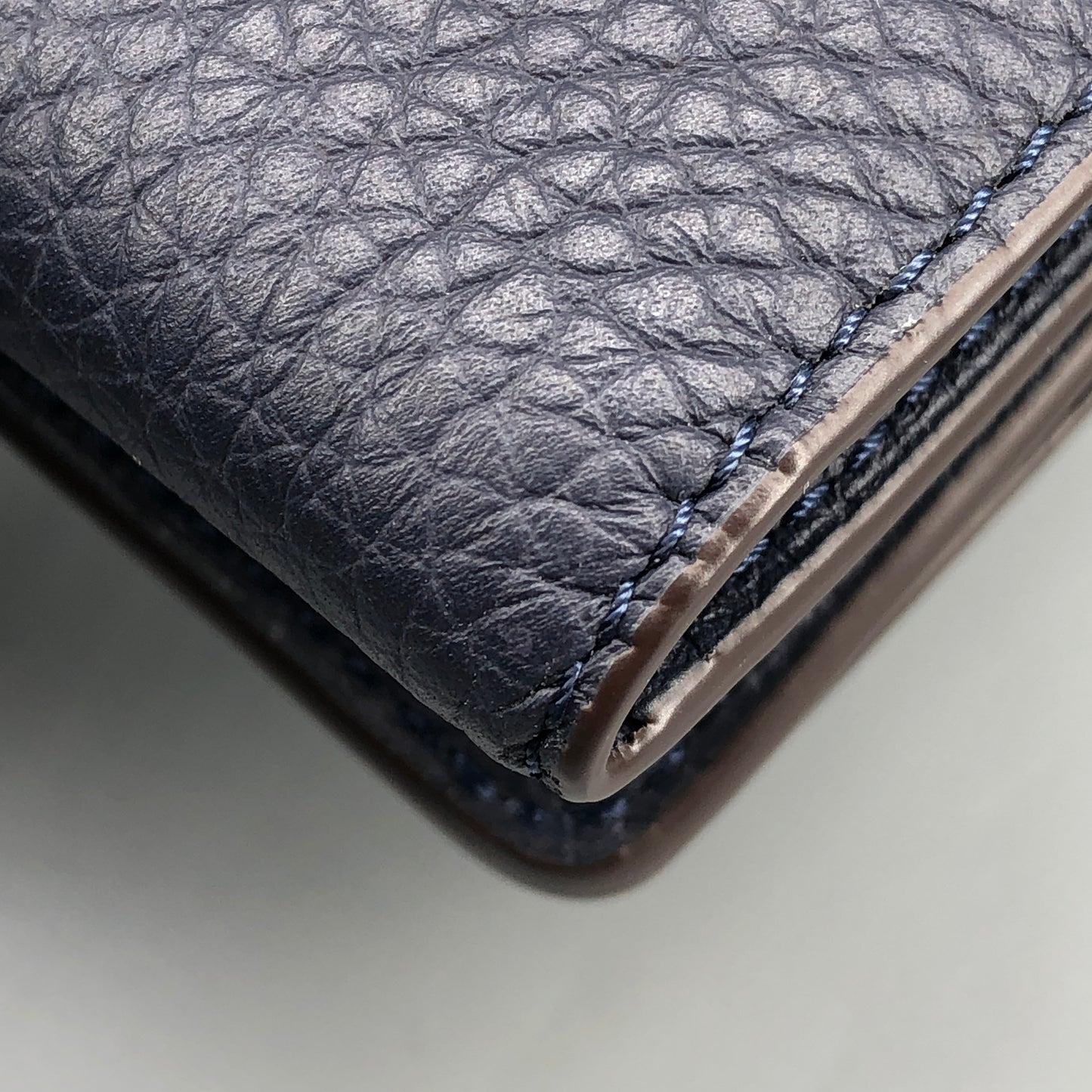Delvaux Leather Card Holder Wallet Navy