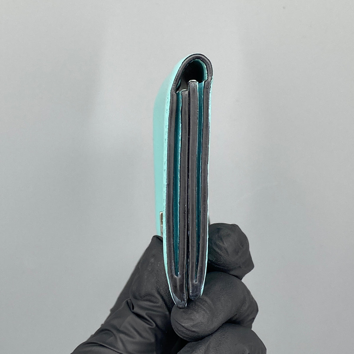 Hermes Bearn Compact card holder Tiffany Blue with Lizard leather strap
