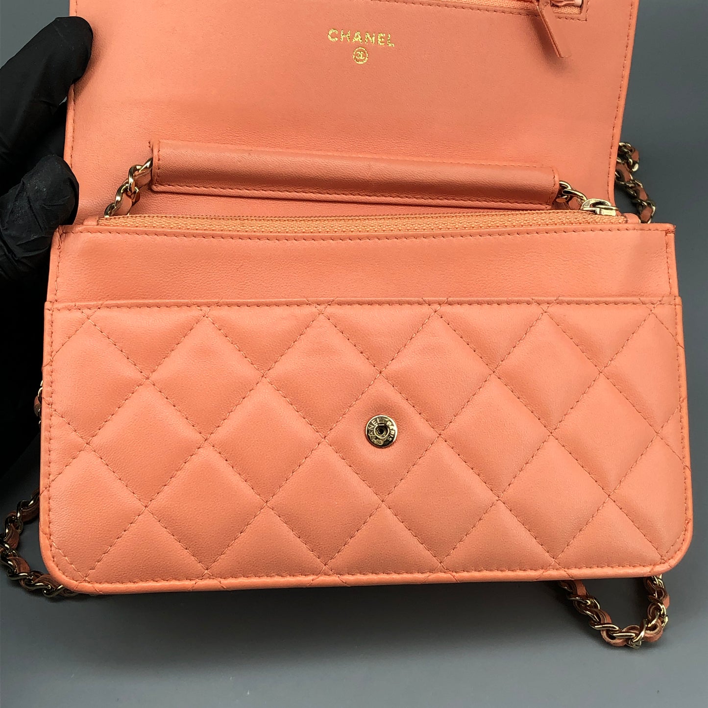 Chanel Classic Wallet On Chain Pink Quilted Leather Crossbody Bag