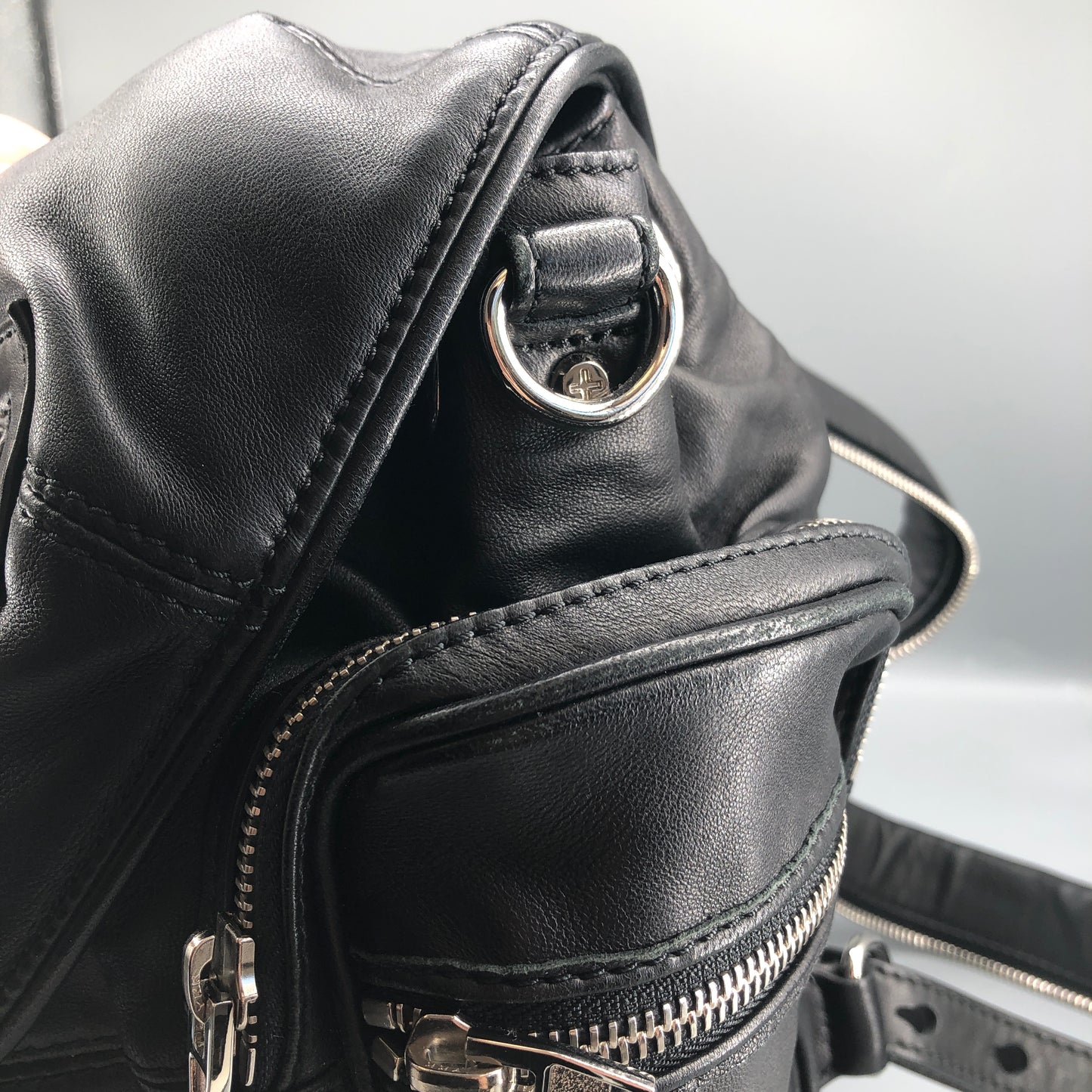 Alexander Wang Marti Backpack Washed Black Lambskin Rhodium Hardware