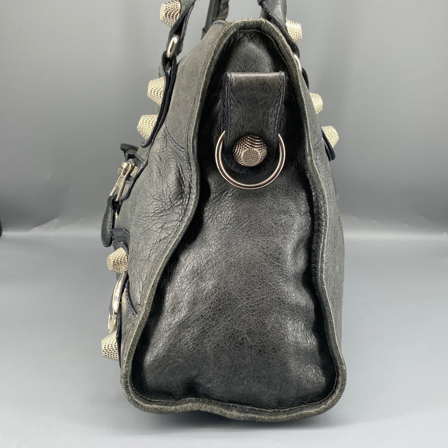 Balenciaga Grey Classic City Handbag Silver‑Tone Metal Hardware