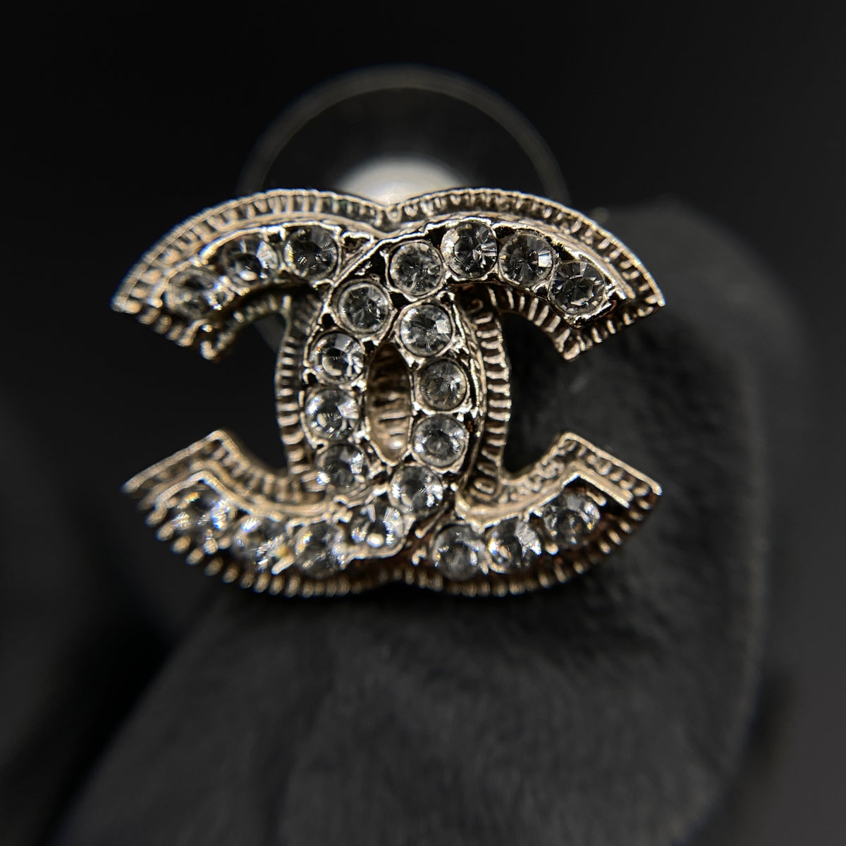 Chanel 2012 Silver Crystal CC Logo Earrings
