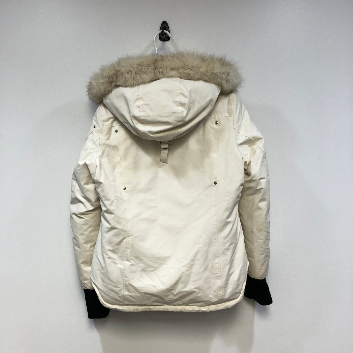 Moose Knuckles White Hooded Down Jacket Size L