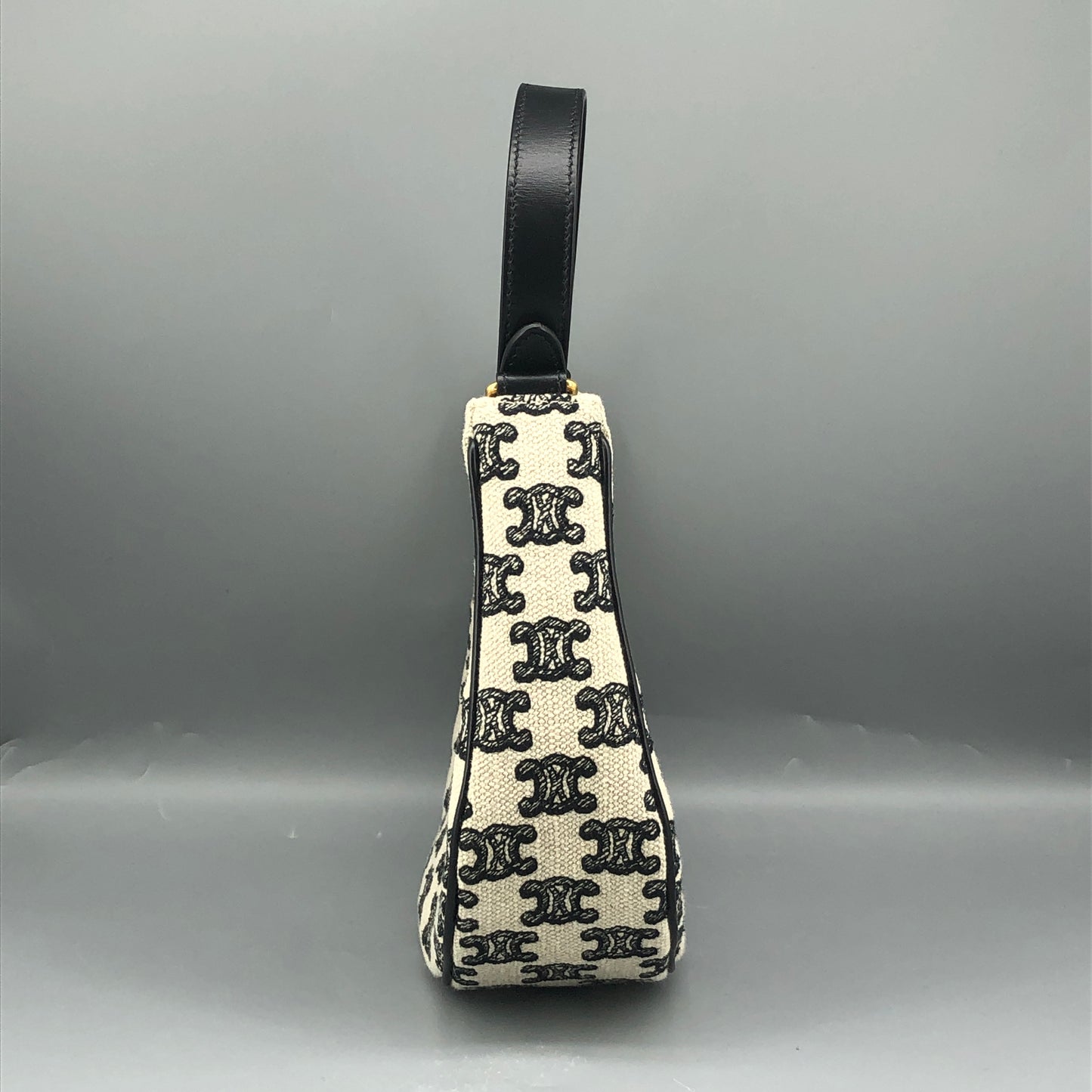 Celine Triomphe Jacquard AVA Hobo Underarm Shoulder Bag Black White