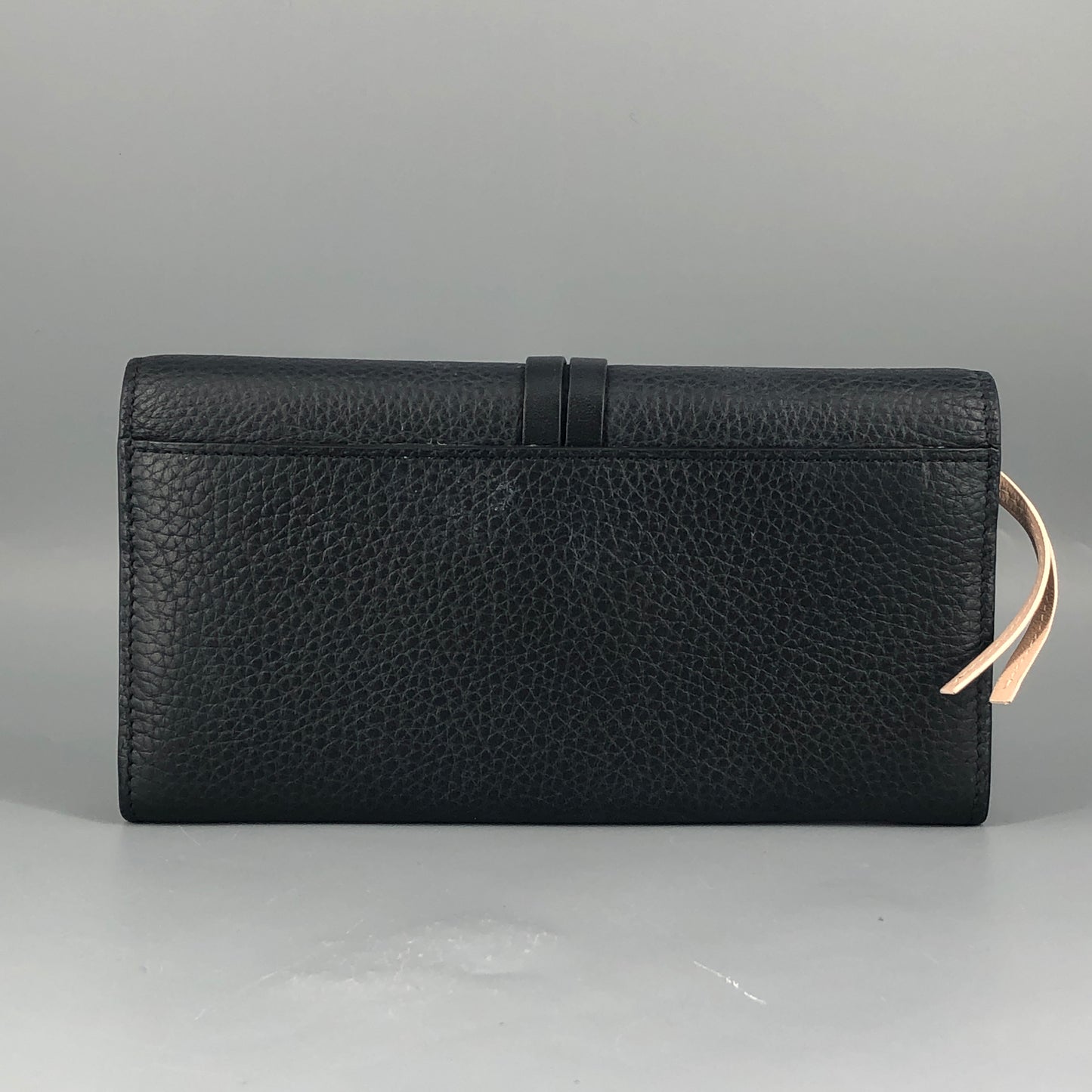 Chloe Faye Grain Leather Flap Long Wallet Black